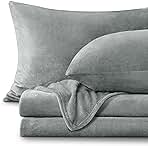 BEDELITE Flannel Sheets Queen Size Grey - Super Soft Fleece Sheets Set Fluffy Extra Plush, 4 Piece(Include Fitted Sheet, Flat Sheet, 2 Pillowcases)