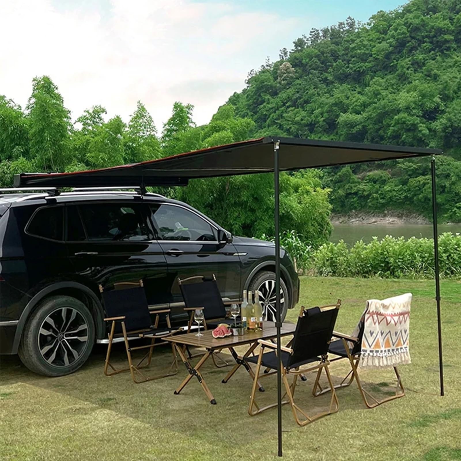 Markiza Samochodowa Campervan Overlanding Sides Pull-Out Vehicle Shades, Markizy do Przyczep Kempingowych, 300D Oxford Anti-UV Waterproof do Samochodów SUV(200x300cm/6.6x9.8ft)