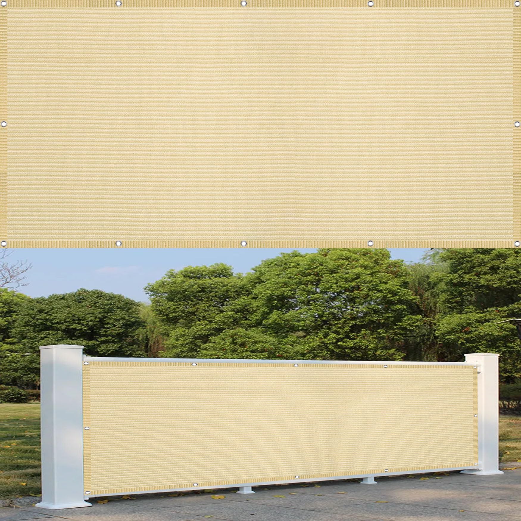 Brise vue balcon 120x340 cm jaune sable résistant aux UV