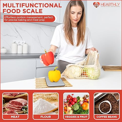 Miniatura 9 de Báscula de alimentos Báscula digital de cocina para cocinar y hornear, baterías incluidas, pesa hasta 22 libras, báscula de cocina digital, peso en