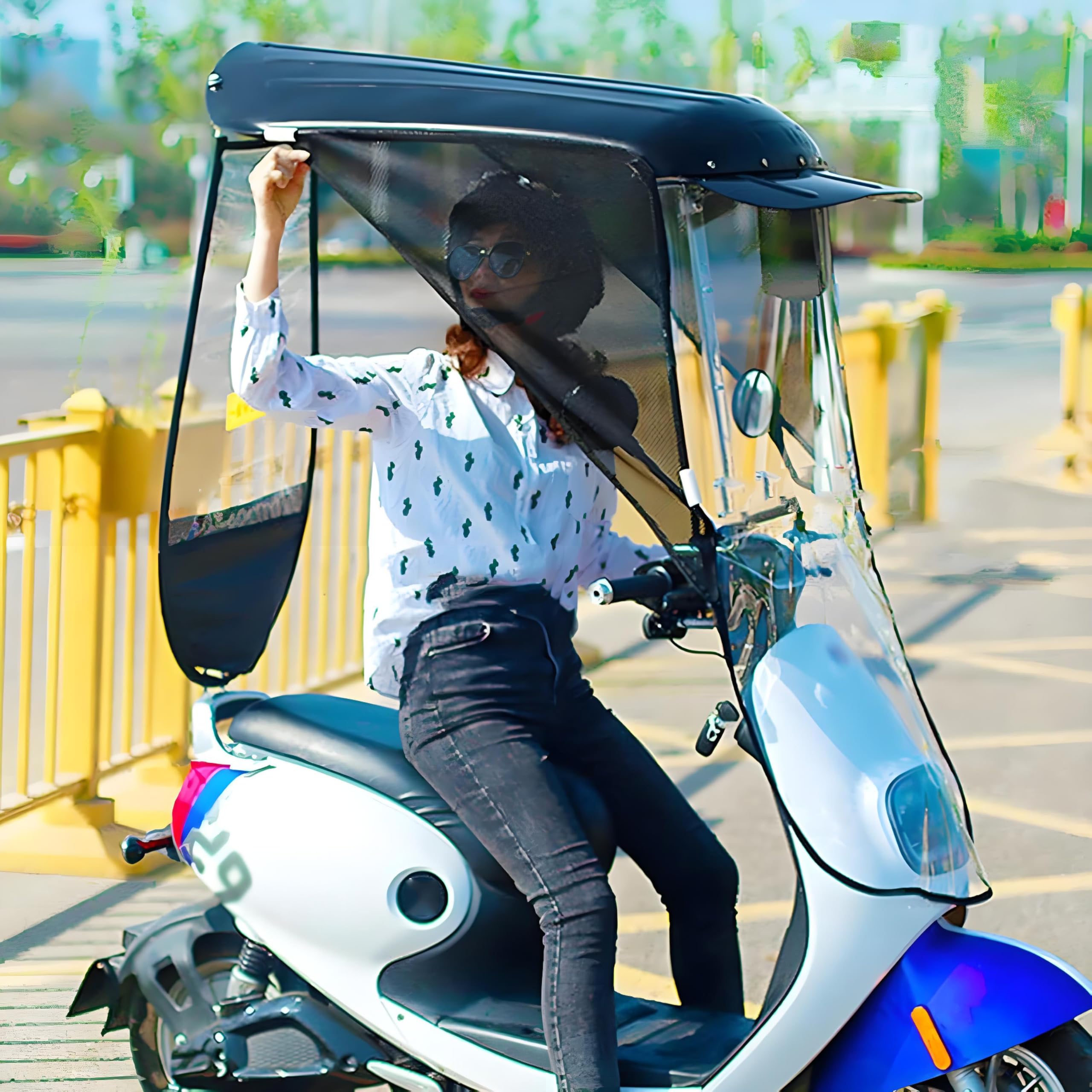 Parasole impermeabile per scooter e auto elettriche, schermatura UV e copertura antipioggia per guida all'aperto, protezione per tutte le stagioni