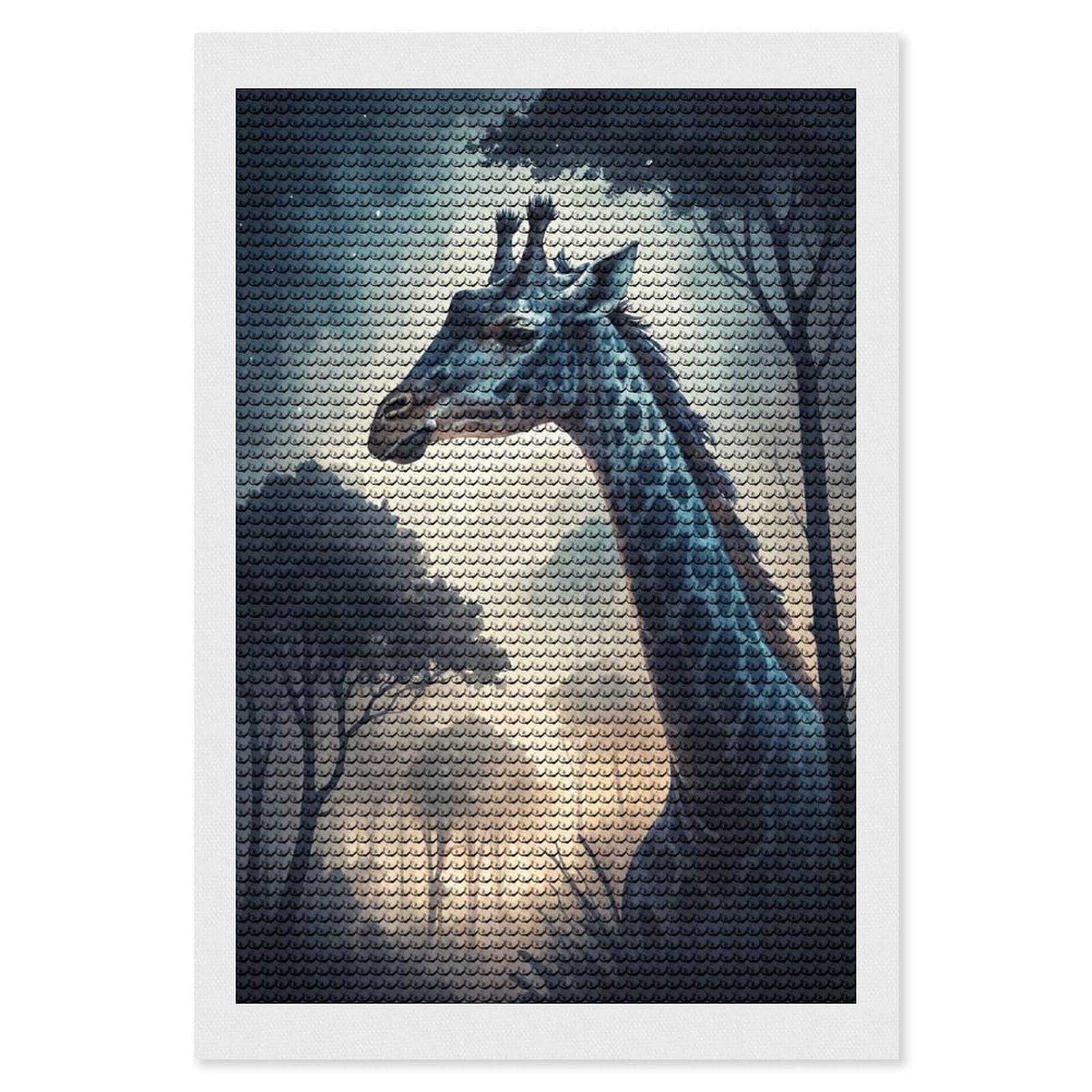 Junmoney Giraffe in A Misty Forest Diamond Painting Set 8"x12", Sparkling Round Gems, Decorate Your Room, Fun Craft Experience, Modern Decor