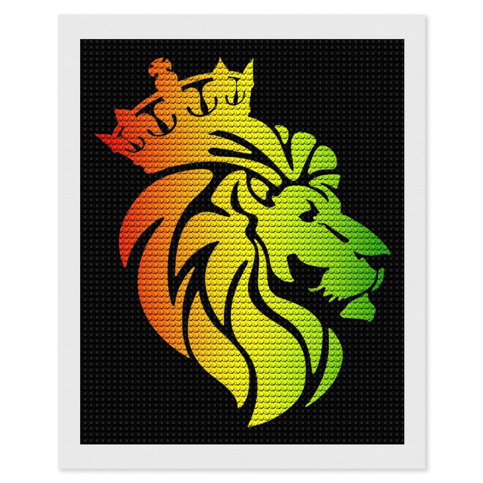 Nclqvjxzkhw Style Rasta Lion Crown Cool Diamond Art Painting For Adult Round Diamonds Pictures Arts Crafts Home Wall Decor 16"X20"