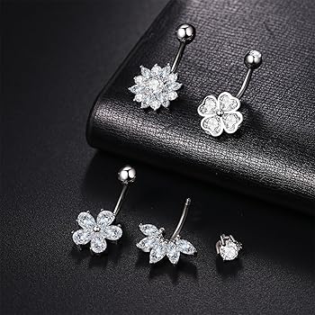 Amazon | [Aroncent] へそピアス バナナバーベル 14G お花