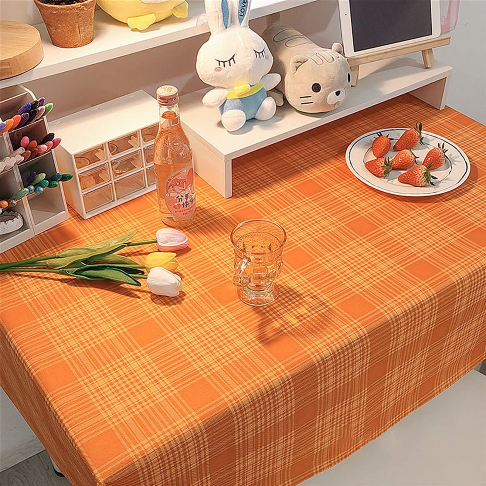 Nappes nappe de thé vintage orange en lin lavable protecteur rectangulaire 40x60