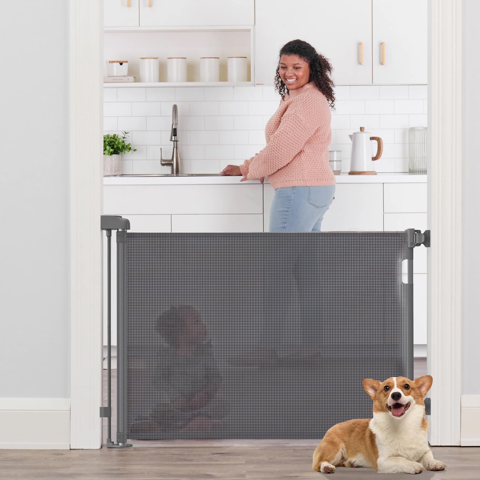 KOOSREEL Retractable Stair Gate for Babies and Pets Baby Gate or Dog Gate Extends to 140 cm wide, 86 cm tall - Image 2