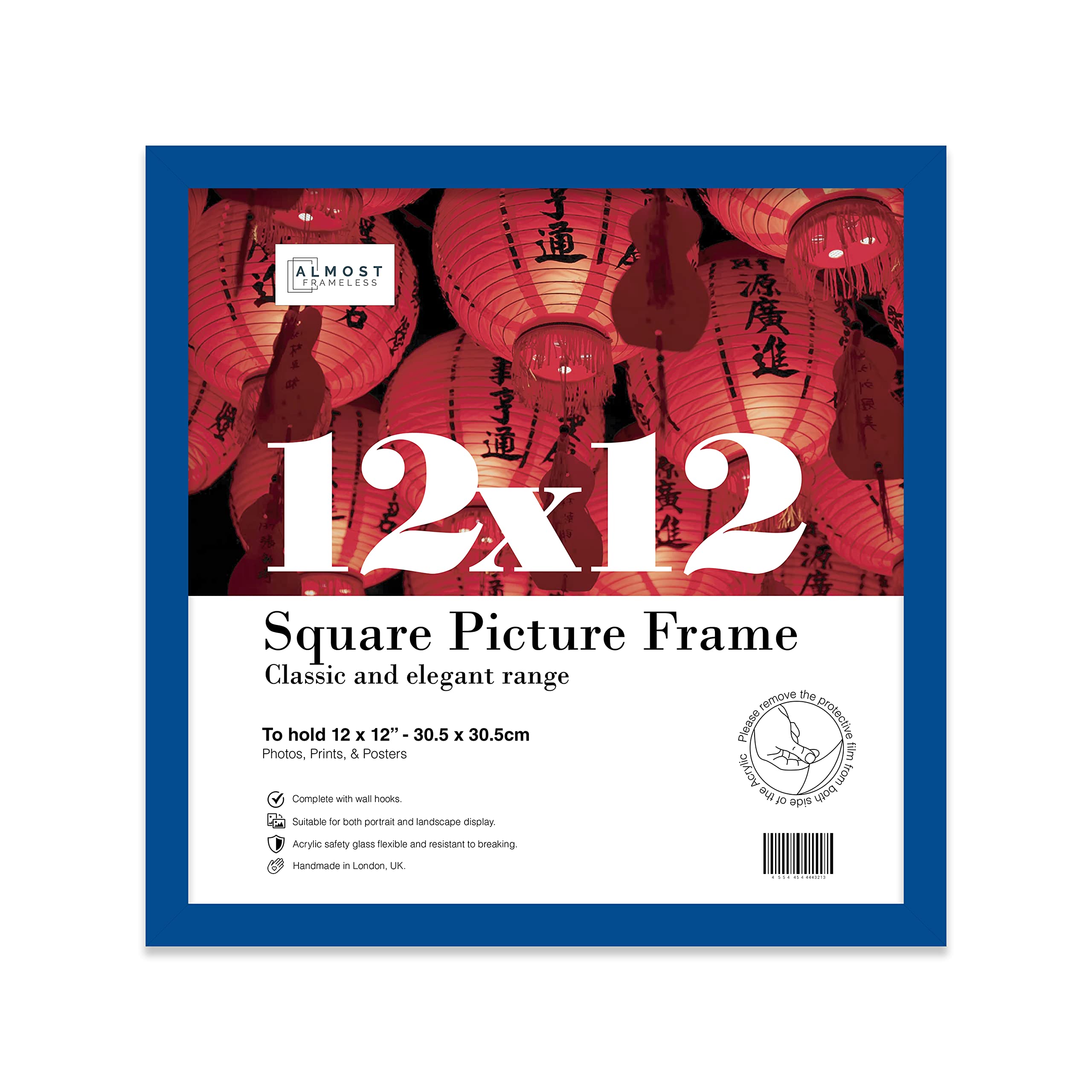 12x12 Inch Blue Square Thin Photo Frame Wall Mountable Thin Picture Frame Standard Square Photograph Size, 12" X 12"(30.5 X 30.5cm)