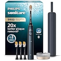 Philips Sonicare DiamondClean 9900 Prestige – Spazzolino elettrico con tecnologia SenseIQ e app, 5 modalità di pulizia, custodia da viaggio per la ricarica, Midnight Blue, modello HX9992, 45