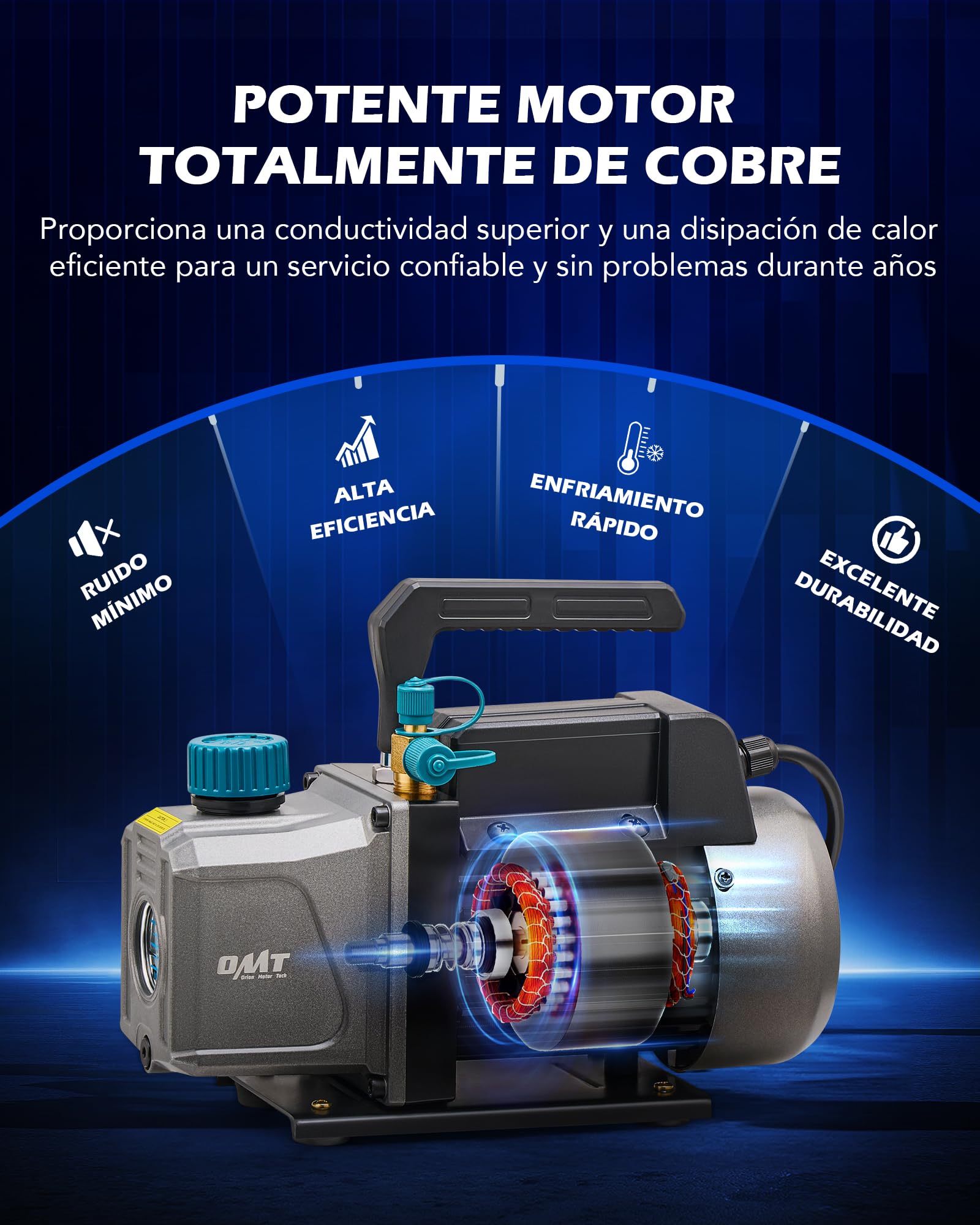Orion Motor Tech Bomba de Vacío 3.5CFM 186W Aire Acondicionado Automotriz Cámara de 7,6 L