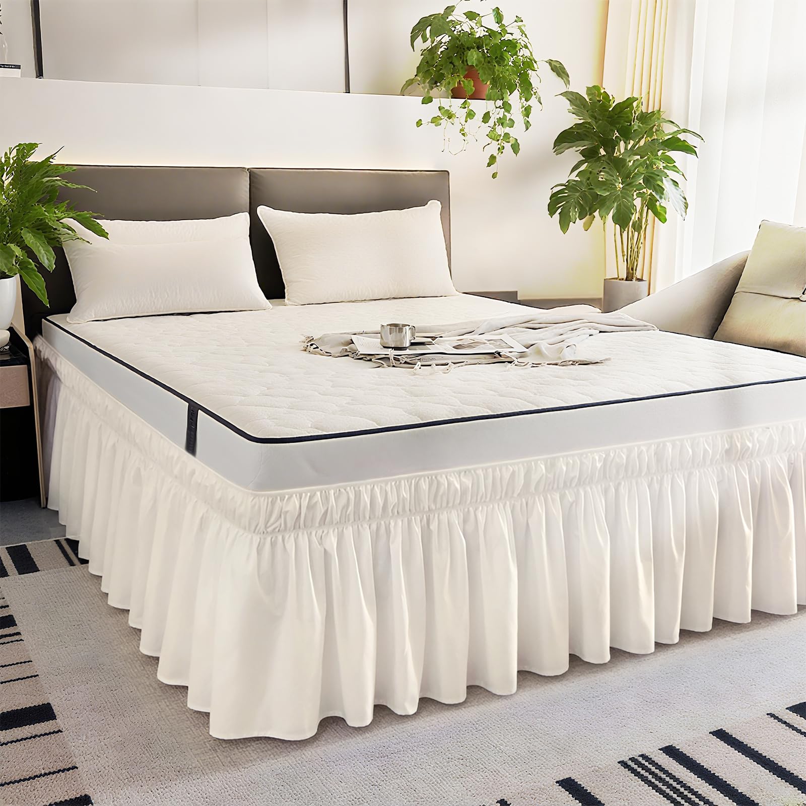 Amazon｜DEWEL ベッドスカート セミダブル フリル 簡単フィット