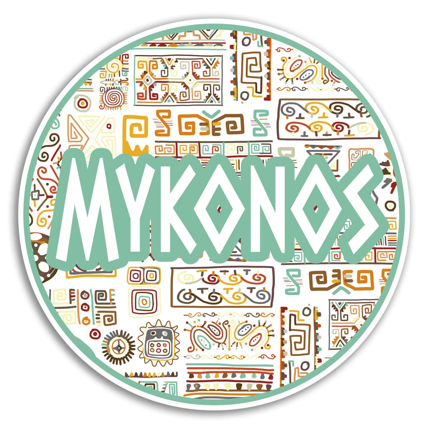 Destination Vinyl Ltd Multi 2 X 10Cm Mykonos Greece Vinyl Stickers - Greek Sticker Laptop Luggage #18775 (10Cm Wide)