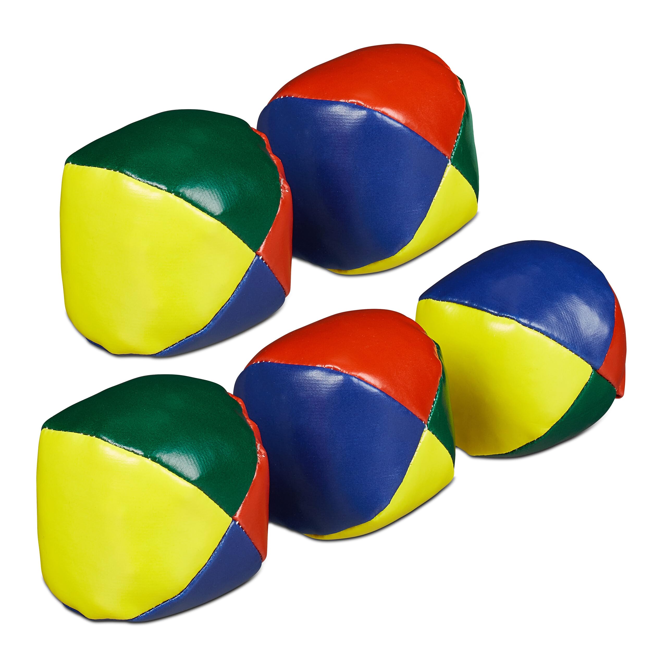 Relaxdays Juggling Balls, Set of 5, for Beginners and Professionals, Soft, Children, Adults, Set, Ø 65 mm, Colourful