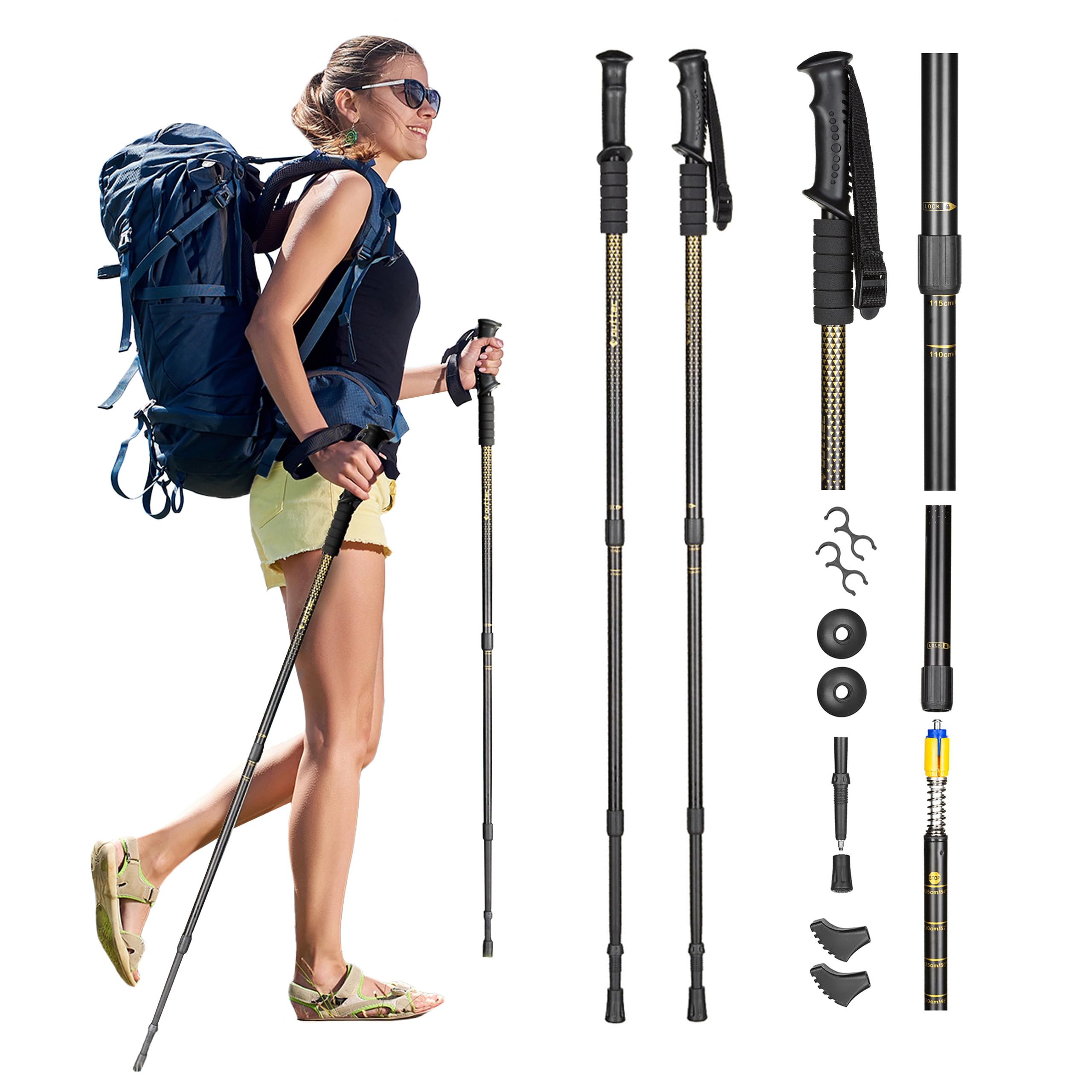 Bastoni da trekking, bastoni da nordic walking, bastoni da escursionismo - regolabili da 65 a 135 cm