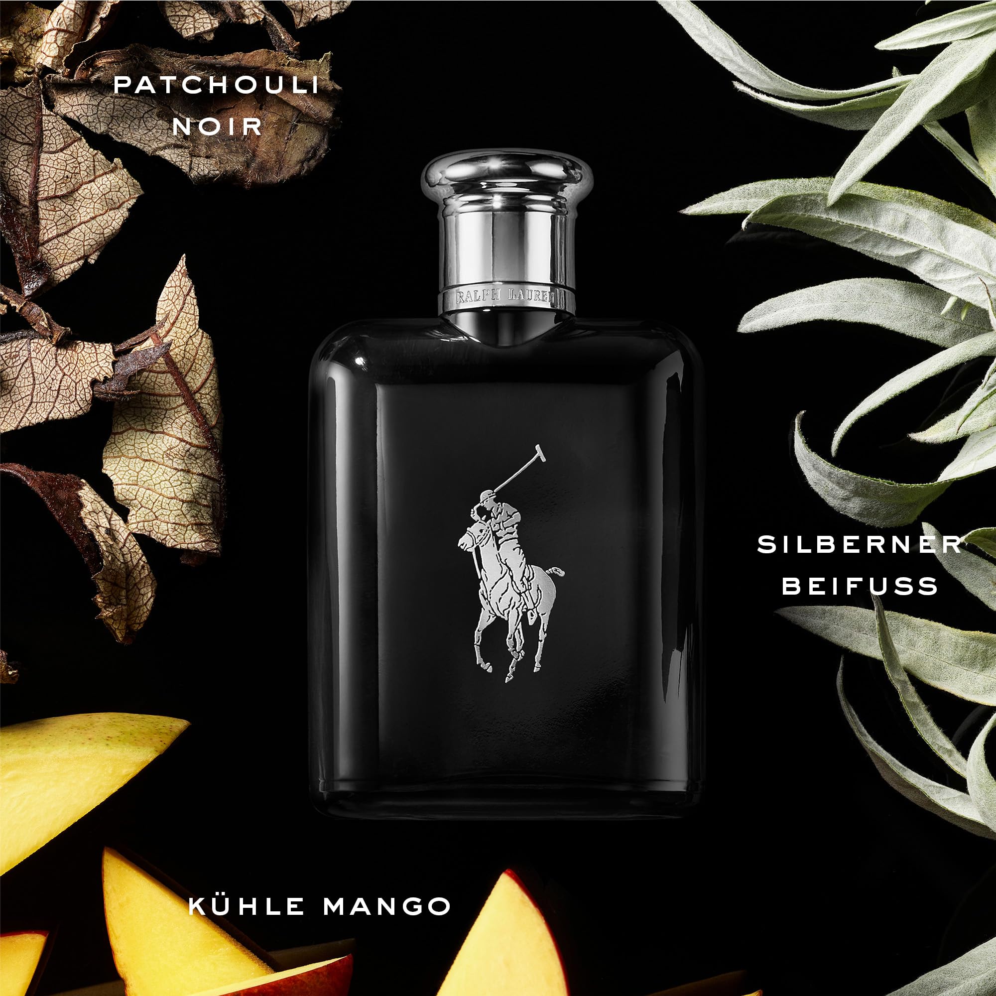 Ralph Lauren Polo Black Eau de Toilette für Herren, holzig-aromatischer Duft mit Patchouli & Mango, für moderne Männer, 75 ml