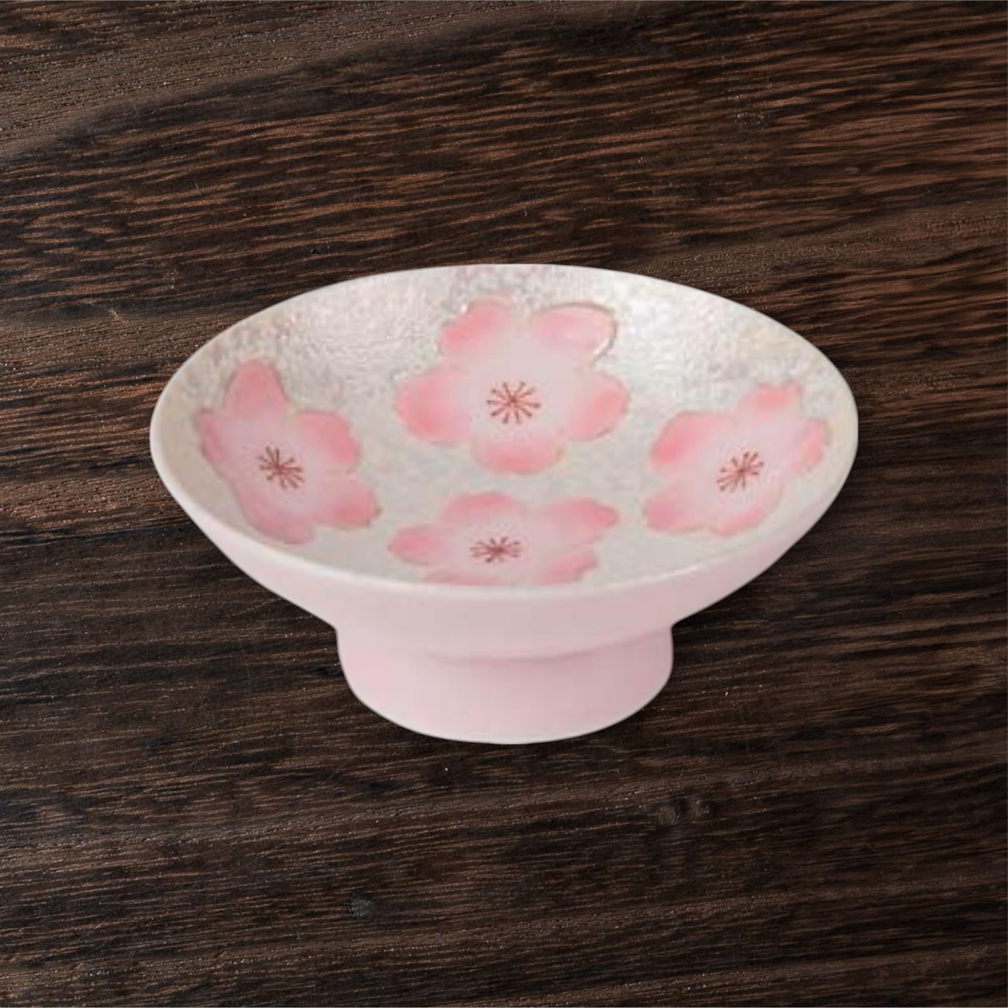 ???(Sho Bifu) Takumikaze Arita Ware Ochoko Thin Pink Glazed Iris Cherry Blossom Cup (Medium), Made in Japan
