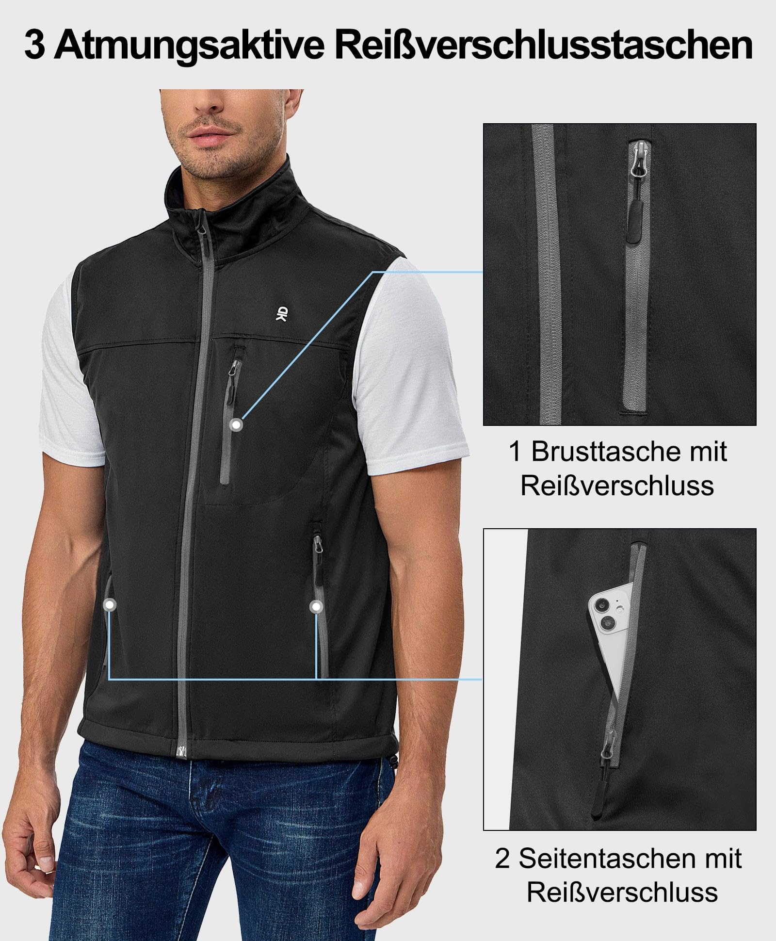 Little Donkey Andy Herren Leichte Softshell Weste Laufweste