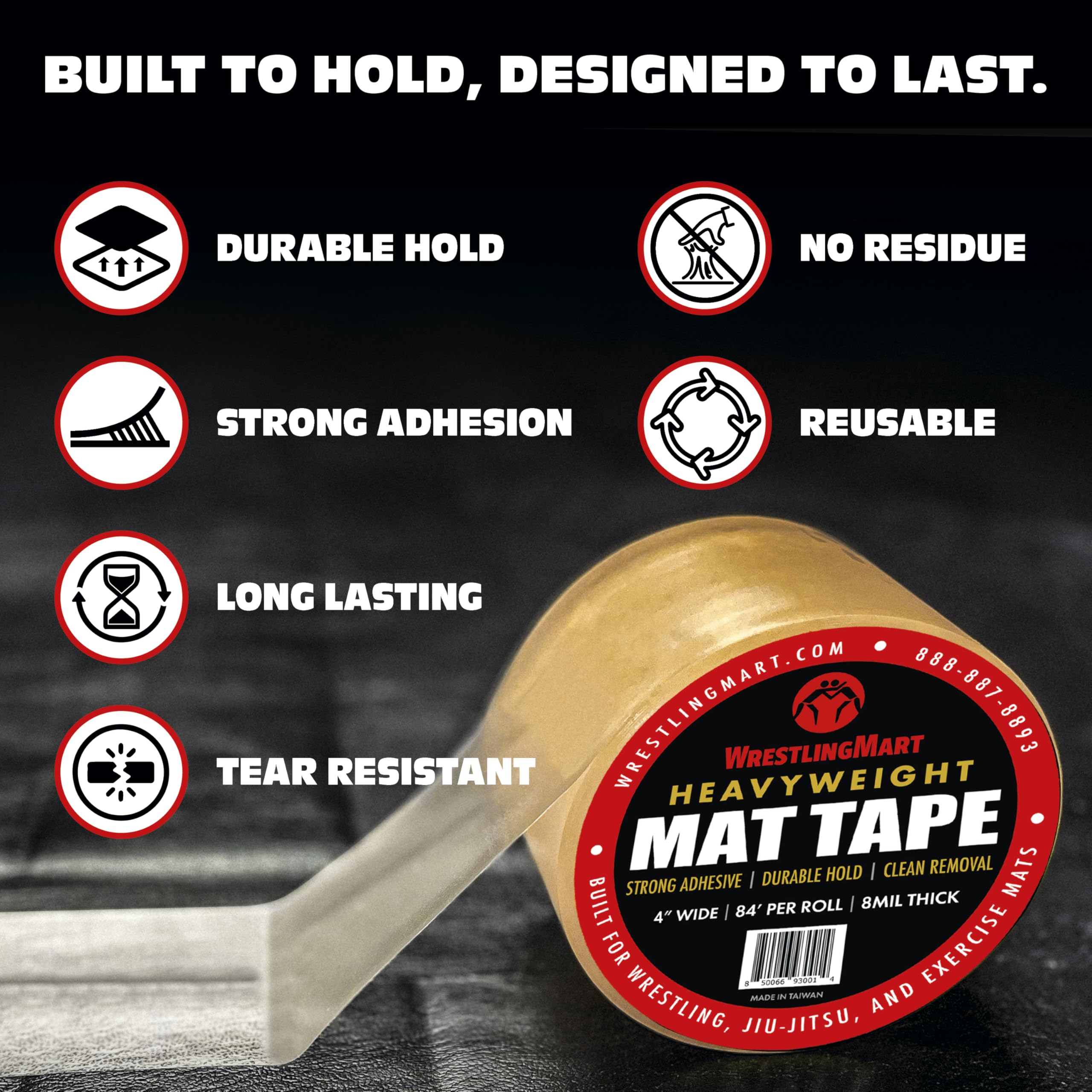 WrestlingMart Rollo de cinta pesada de 10 cm | Cinta transparente de alta calidad de 8 mil de grosor para aplicaciones duraderas a largo plazo | Máxima resistencia, resistente al desgarro, cinta