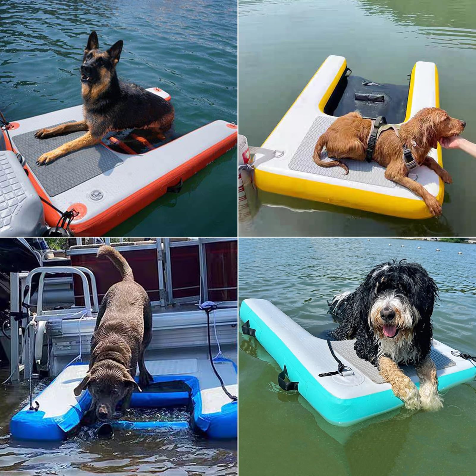 Rampa Piscina para Perros Rampa Flotante para Perros con Accesorios Inflables y de Mantenimiento, Escalera de Piscina para Perros Pequeños y Grandes, Plataforma para Embarcación y Muelle para Perros(L