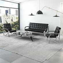 Kinfant Waiting Room Chairs with Arms, Office Guest Chair Upholstered Bench Seating, Reception Furniture for Beauty Salon Barbershop Airport Hall Room Conference Bank, Black