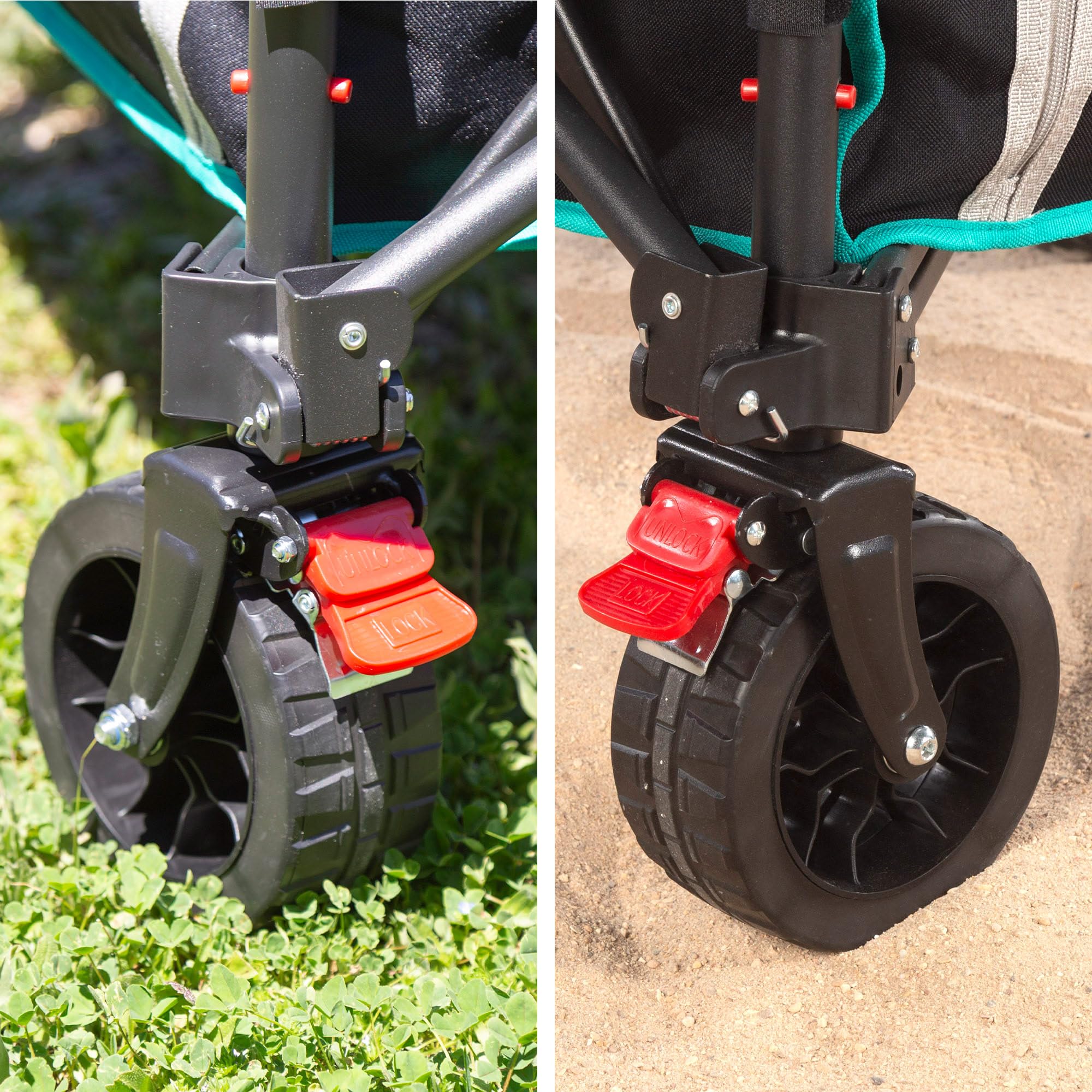 AKTIVE Carrello pieghevole da spiaggia ruote fuoristrada 60 kg acciaio poliestere 70x45x95 cm