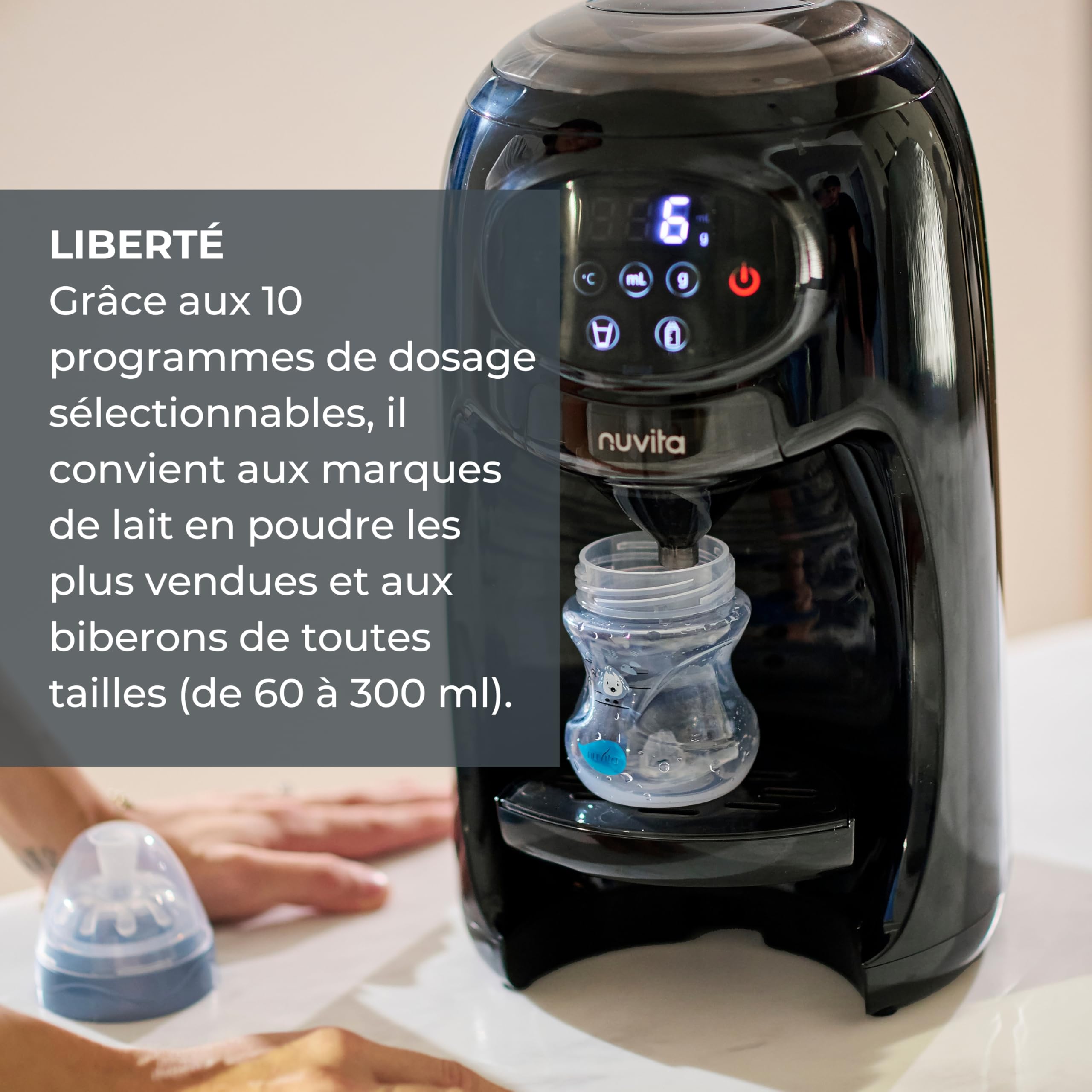 Nuvita 1180 Lattespresso - Préparateur Instantané de Lait en Poudre, Dosage, Chauffage et Mélange Précis, 4 Températures Sélectionnables, Compatible avec la plupart des Marques de Lait en Poudre