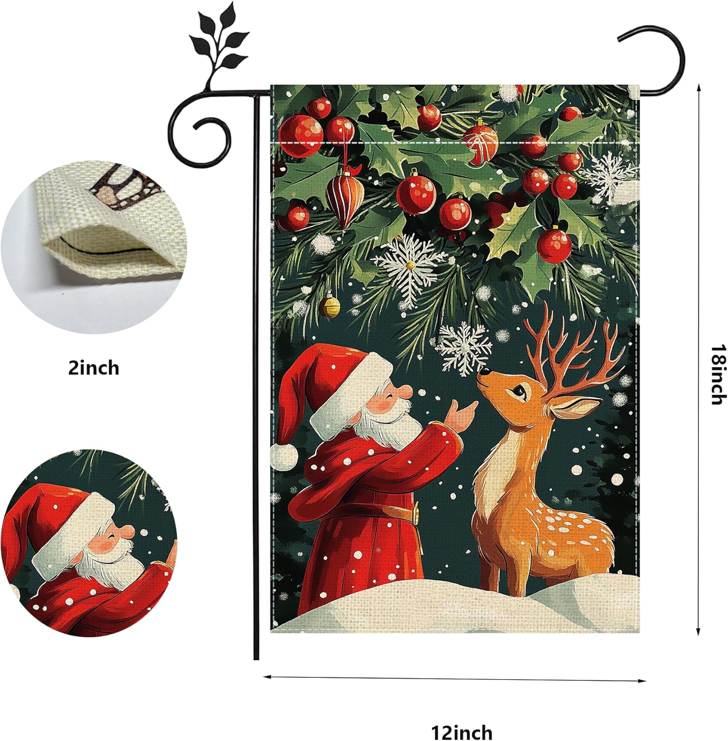Winter Gnome Garden Flag for Outside Christmas Reindeer Snowflake Welcome Yard Flag 12x18 Inch Double Sided Burlap Holiday Farmhouse Outdoor Flag Home Decoration - Image 8