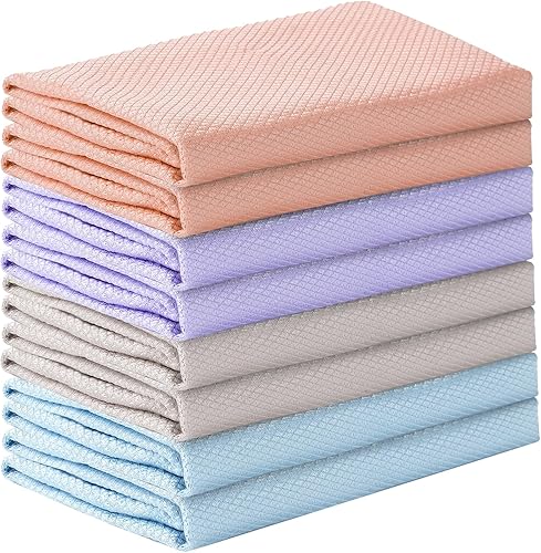 Mafegu Paños de limpieza de microfibra con patrón de escamas de pescado, 8 piezas, 4 colores, mezclados, reutilizables, sin pelusas, paños de