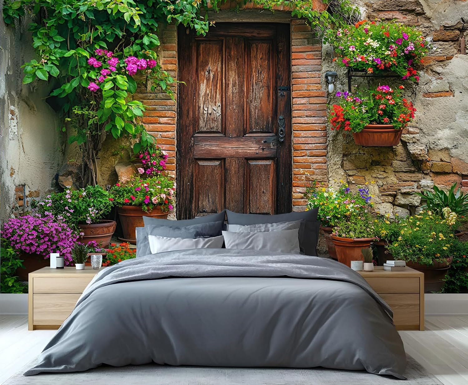 XBITUE Medieval Architecture Wall Mural, Italy Old City Town Mural, Street Old Wallpaper, Italian Tuscan Wall Mural for Living Room Office (Not Peel and Stick) - 157.5"x 110.3"