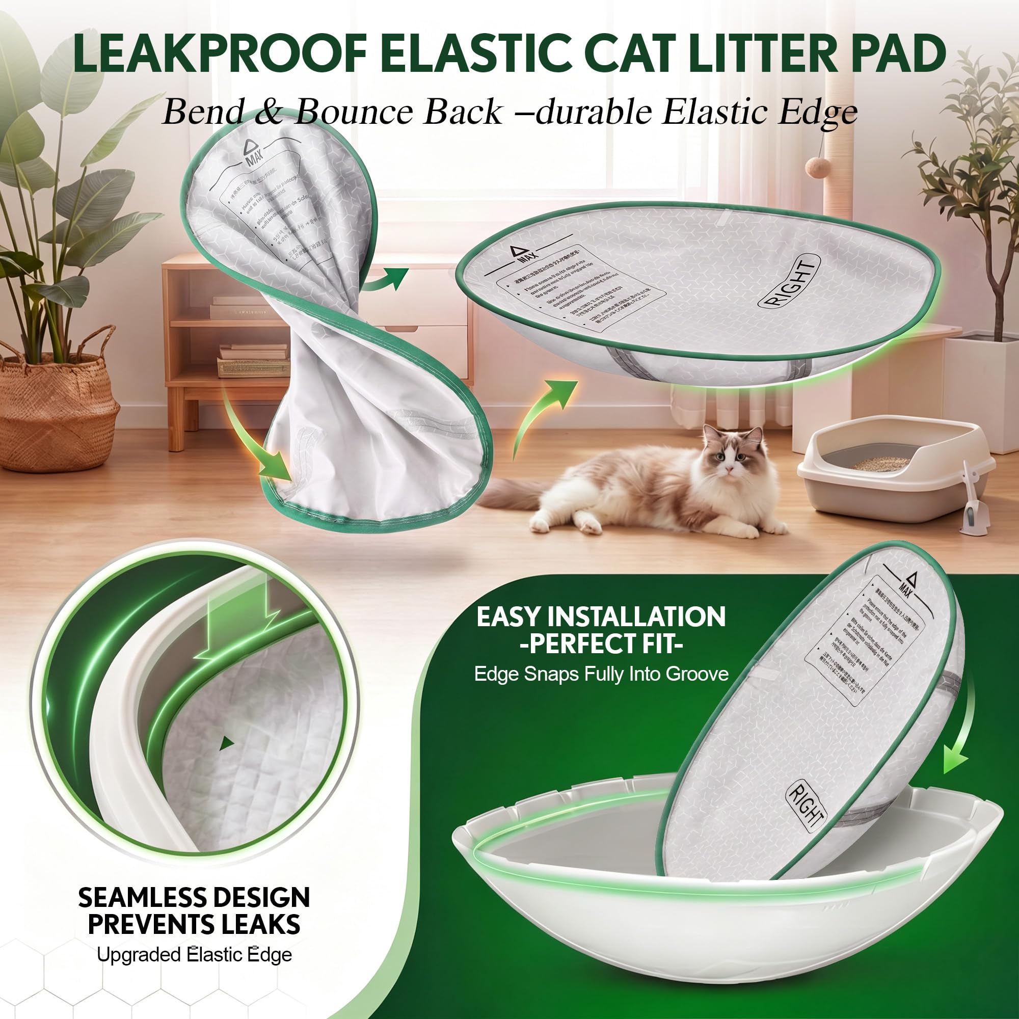 Meonum Tappetino per lettiera per gatti aggiornato compatibile con PuraMax 2 lettiera autopulente automatica, tappetino di ricambio a prova di perdite, impermeabile, antiaderente e resistente ai