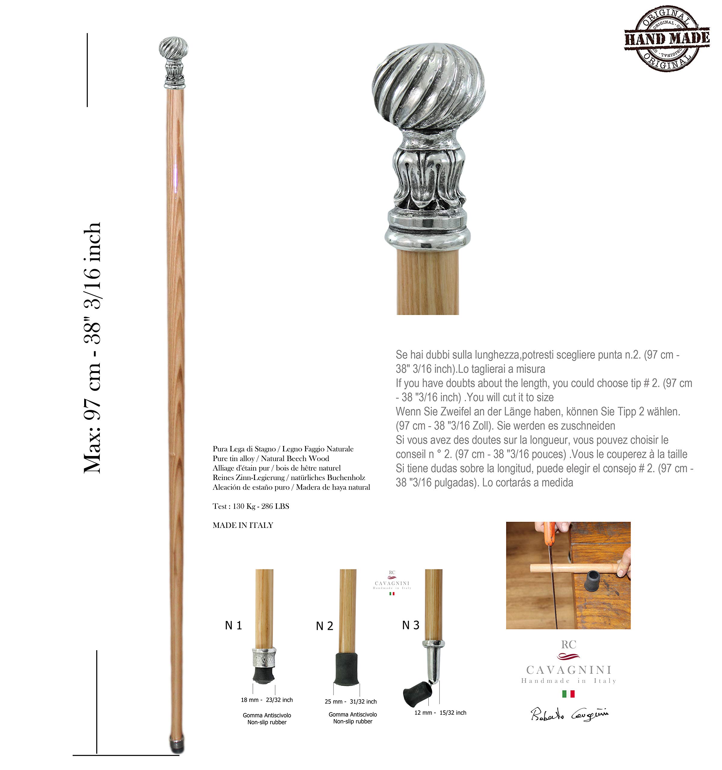 Bastón de paseo elegante negro dandy madera peltre plata (Faje natural)