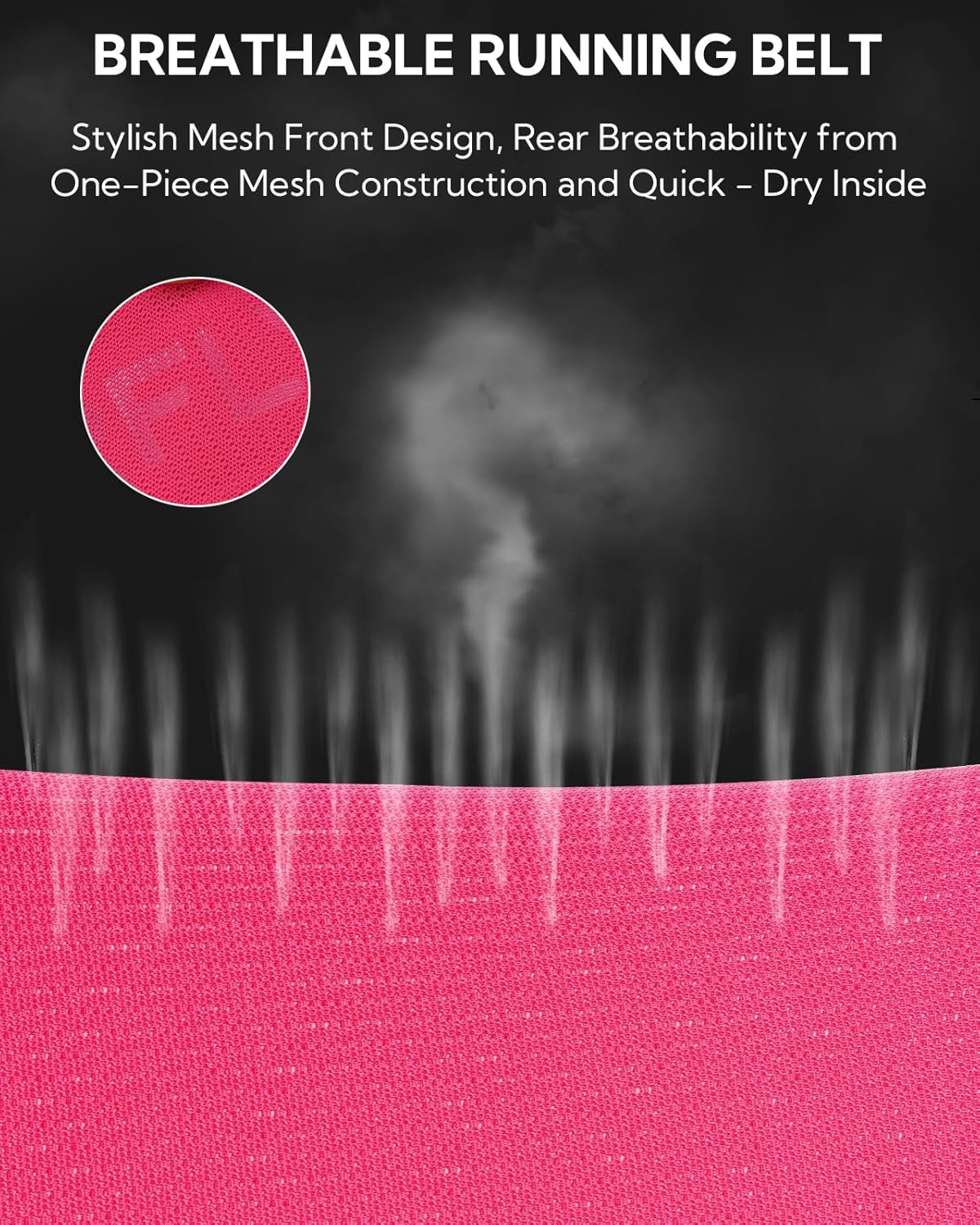 WATERFLY Running Belt Fanny Pack: Breathable 3 Pocket Waist Bag for Men Women Workout Exercise Fitness Phone Holder Fits All Phones - Runner Marathon Jogging Race Belt with Bib Clip Pink - Image 5