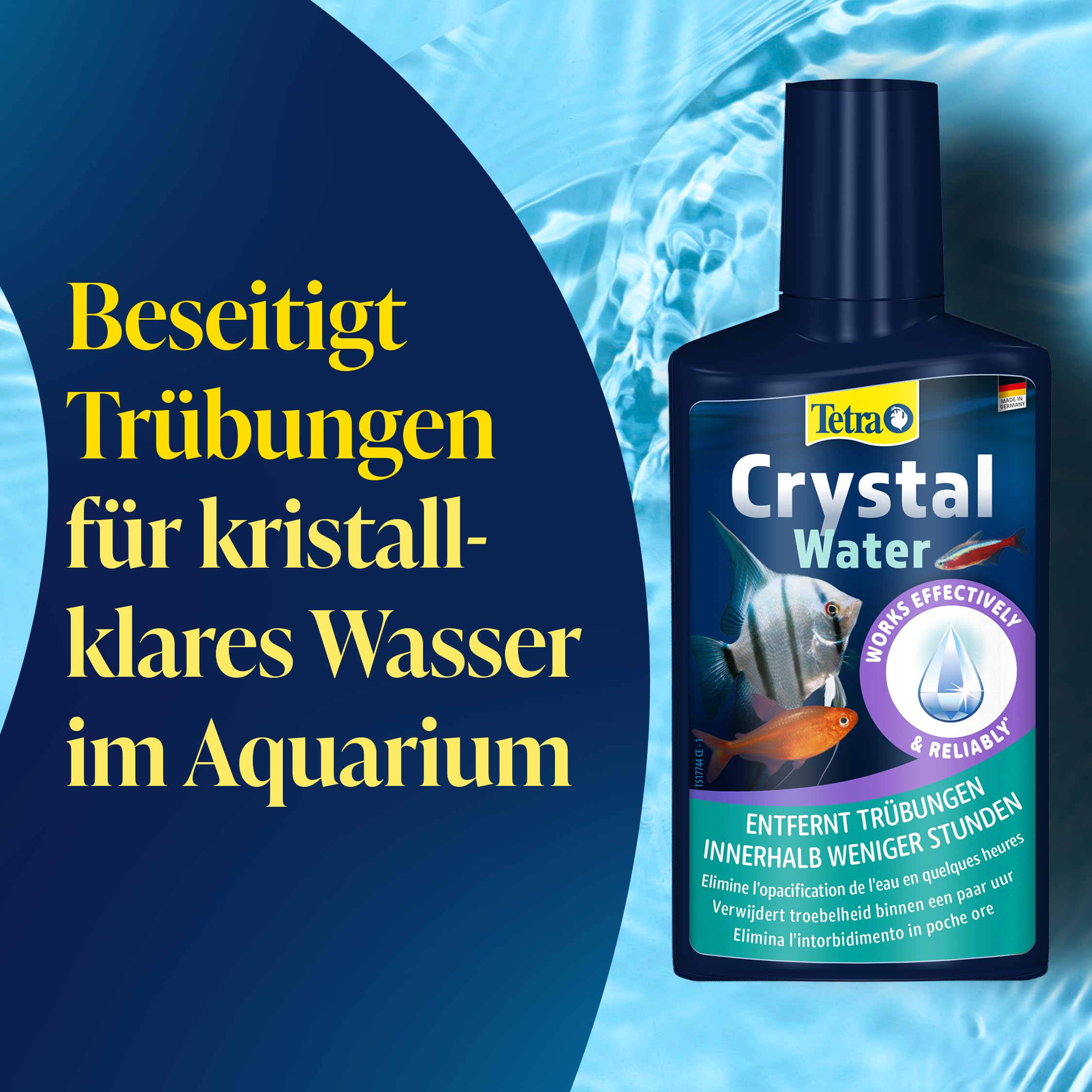 Tetra CrystalWater 250 ml, Elimina in Modo Facile e Veloce l'Intorbidimento dell'Acqua dell'Acquario