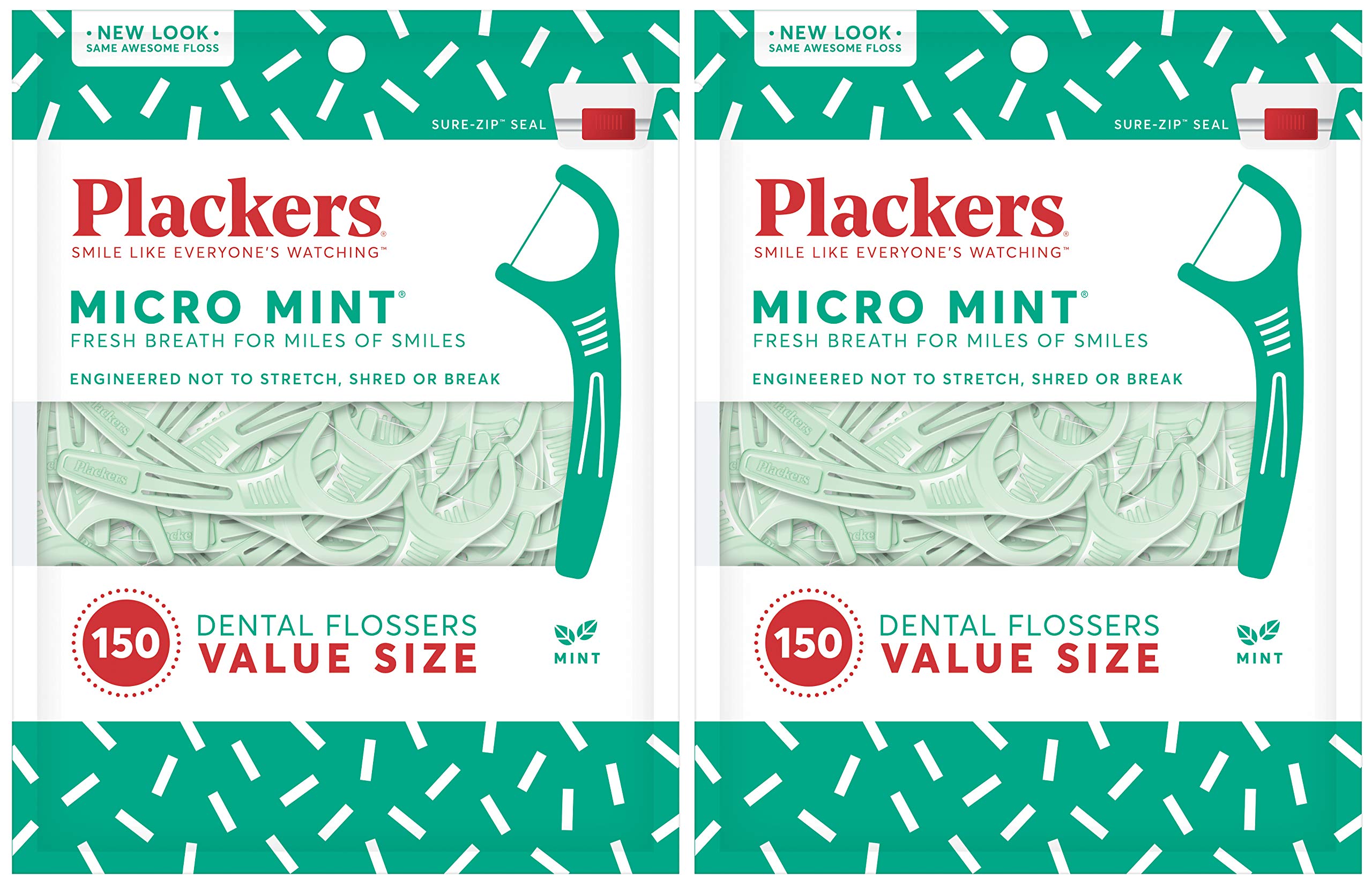 PlackersMicro Mint Dental Floss Picks, 150 Count, 2 Pack