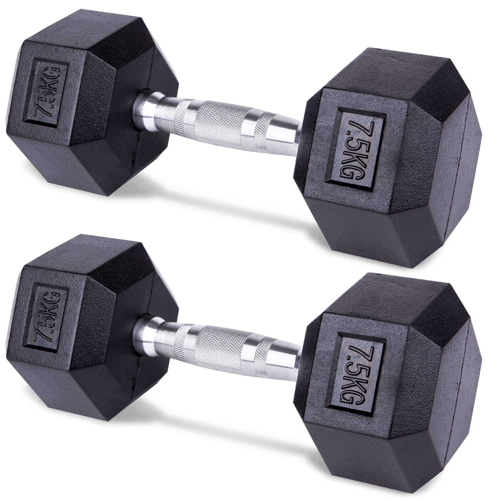 unycos - Mancuernas y Pesas Antideslizantes con Revestimiento de Caucho y Empuñadura Cromada, Disponibles de 5 a 20 kg con Diseño Anti-Rodadura, Entrenamiento de Fuerza/Fitness