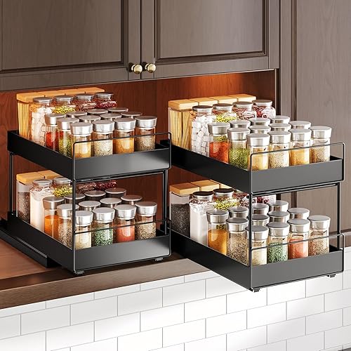 Organizador de especias extraíble para gabinete superior grande, fácil de instalar, sin taladros, el gabinete requiere una altura de espacio libre