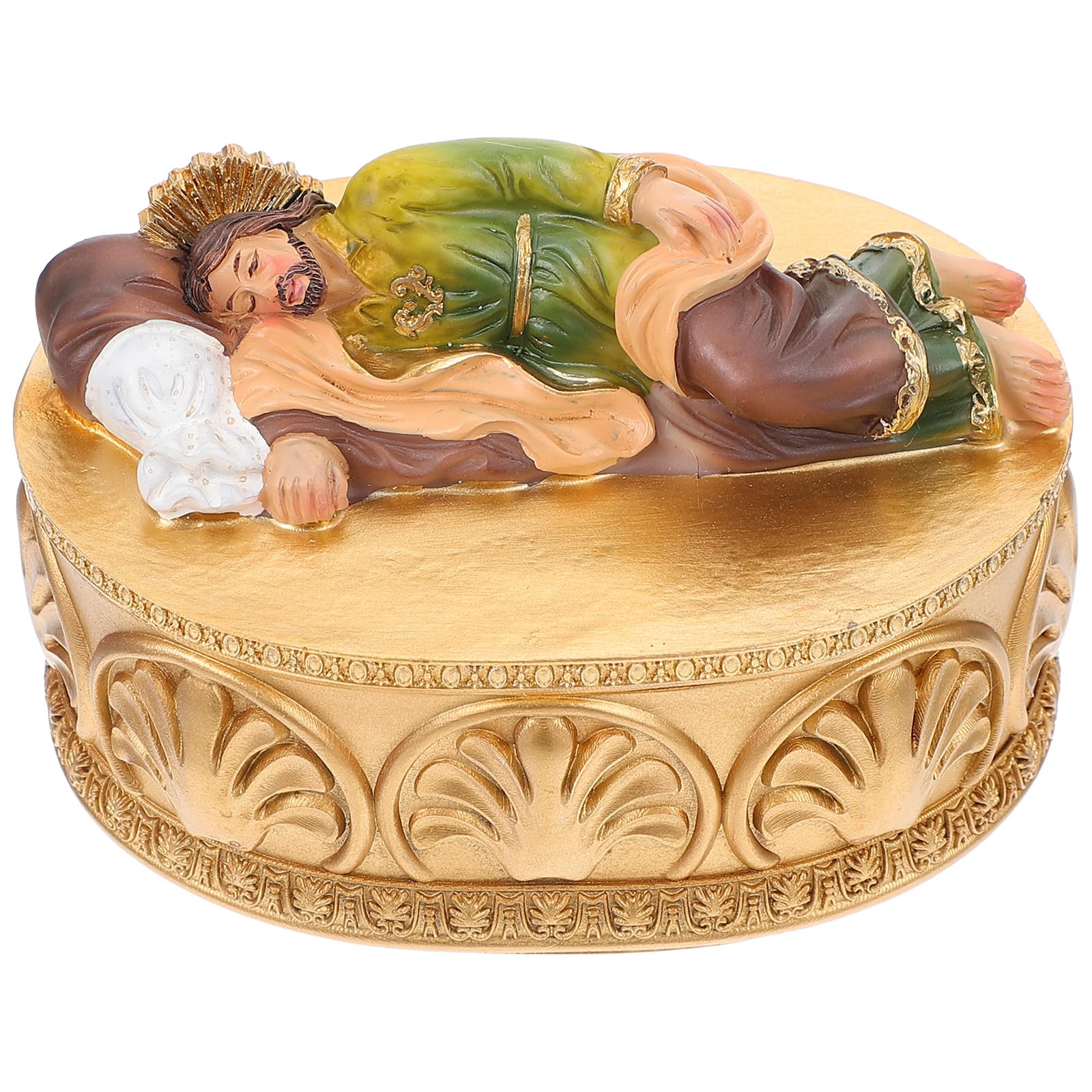 VICASKY Scatola per Gioielli in Resina Dorata Design Creativo a Forma di Statua Religiosa, Decorazione da Tavolo Elegante e Porta Piccoli Gioielli Raffinato