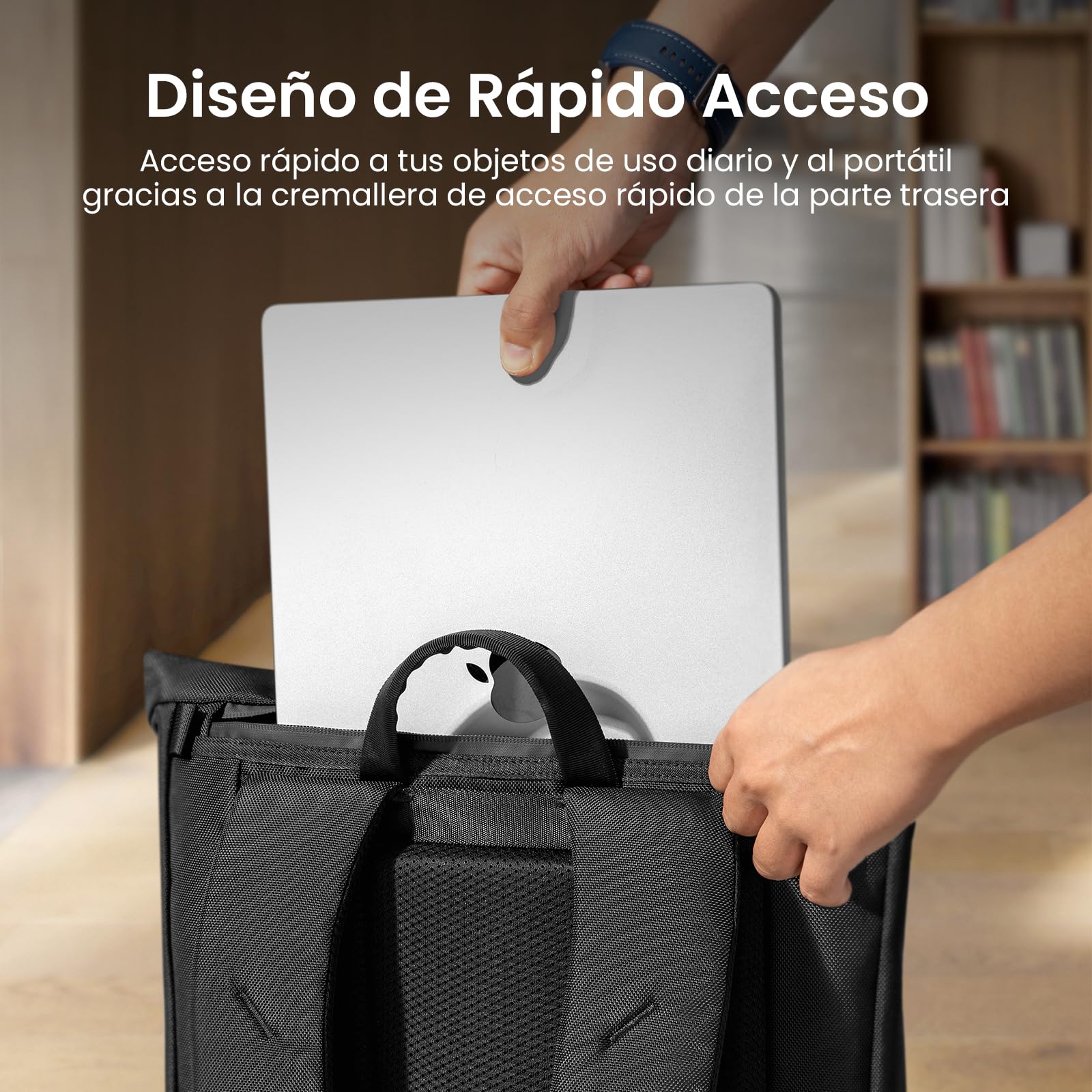 tomtoc Mochila Enrollable para Portátil de 13-17,3 Pulgadas, Rolltop Mochila de Viaje Impermeable y Expansible, Capacidad Ajustable 25-30L, Mochila de Commuter, Trabajo, Casual y Universidad, Negro
