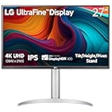 27UP650K-W 27-inch Ultrafine 4K UHD (3840 x 2160) IPS Computer Monitor, 60Hz, 5ms, DisplayHDR 400, Reader Mode, Flicker Safe, HDMI, DisplayPort, Tilt/Height/Pivot Adjustable Stand, White