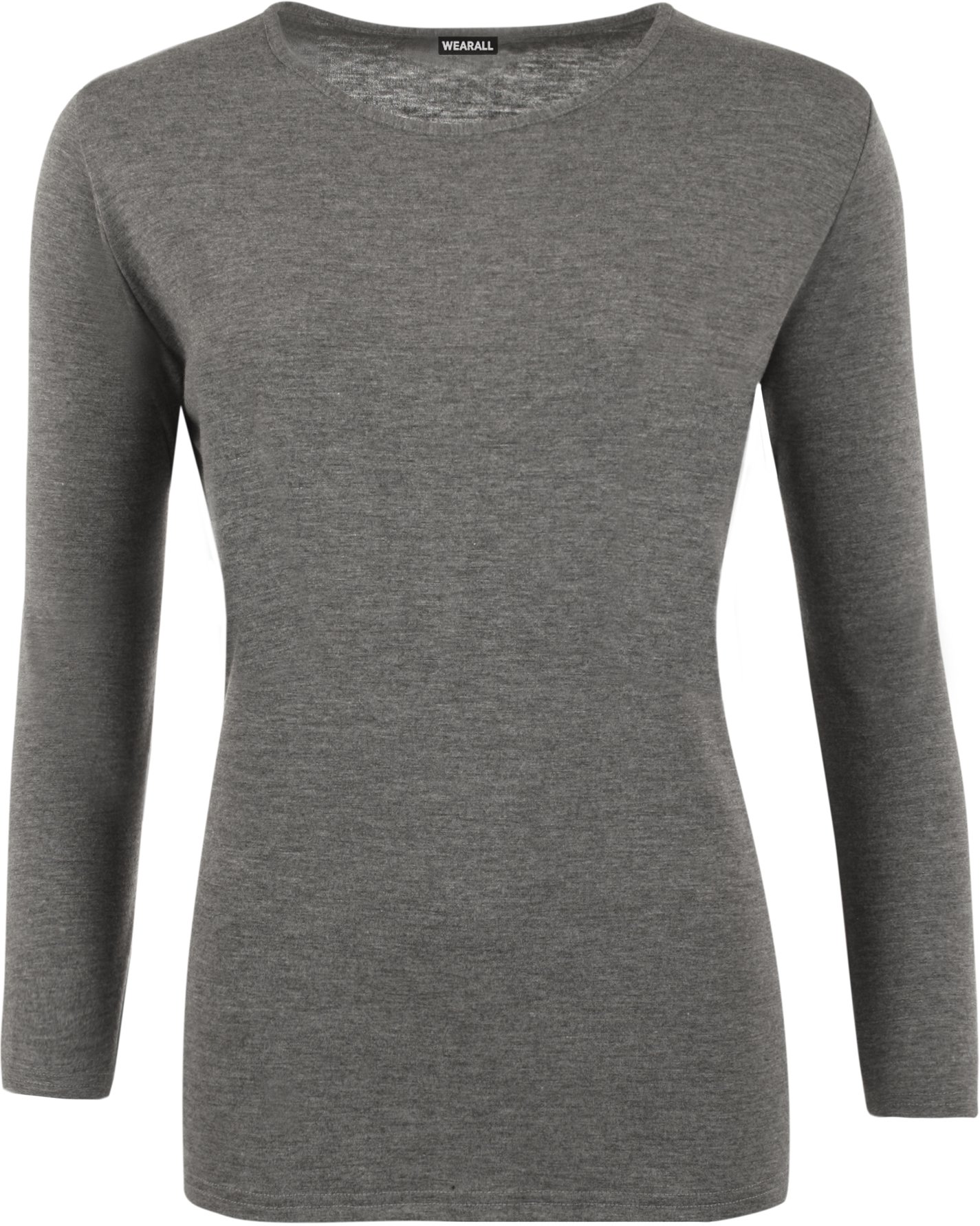 WearAll Ladies Long Sleeve T-Shirt Top Womens Plus Sizes - Dark Grey - 22/24