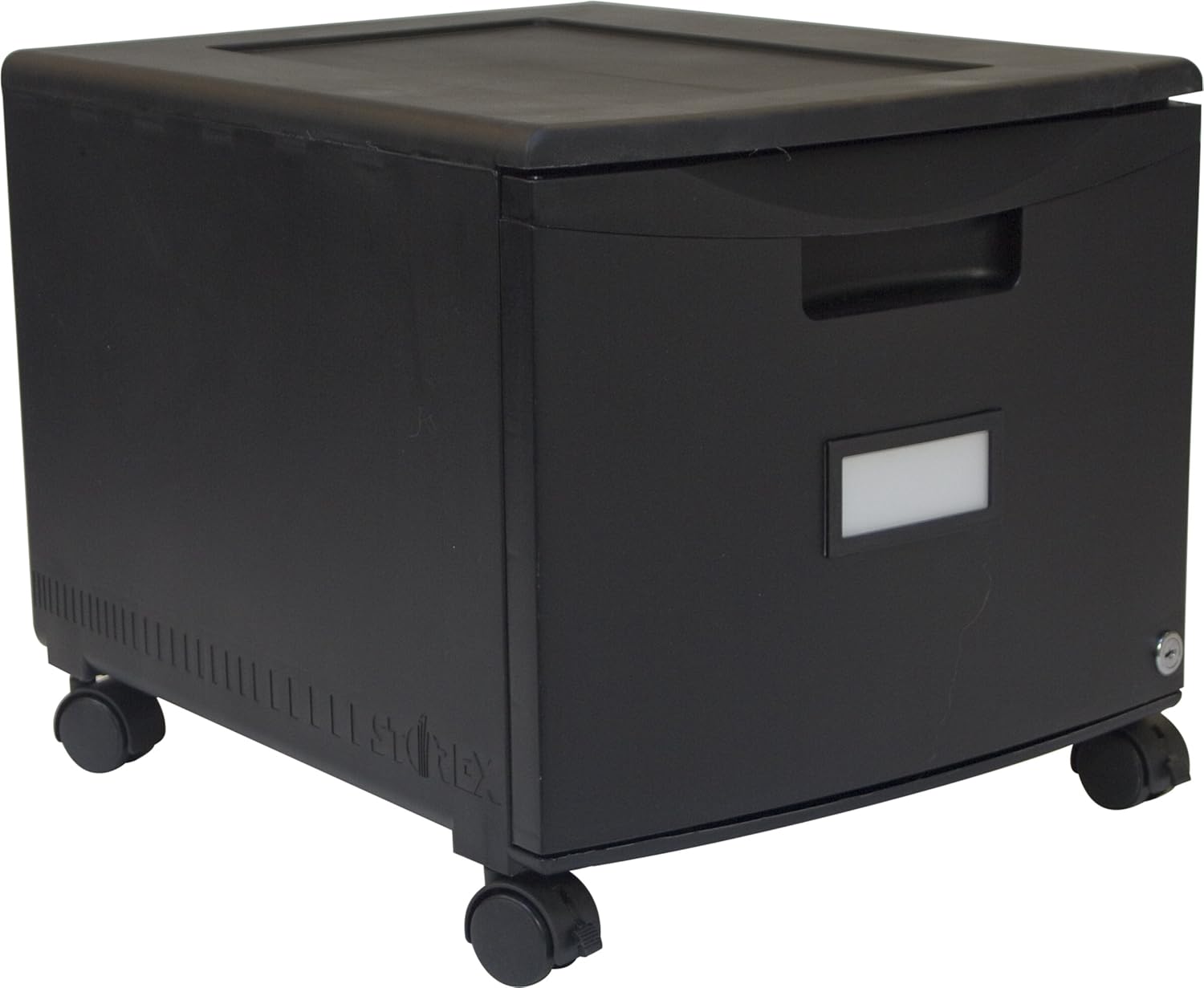 Black Plastic Mobile Lockable 2-Drawer Filing Cabinet