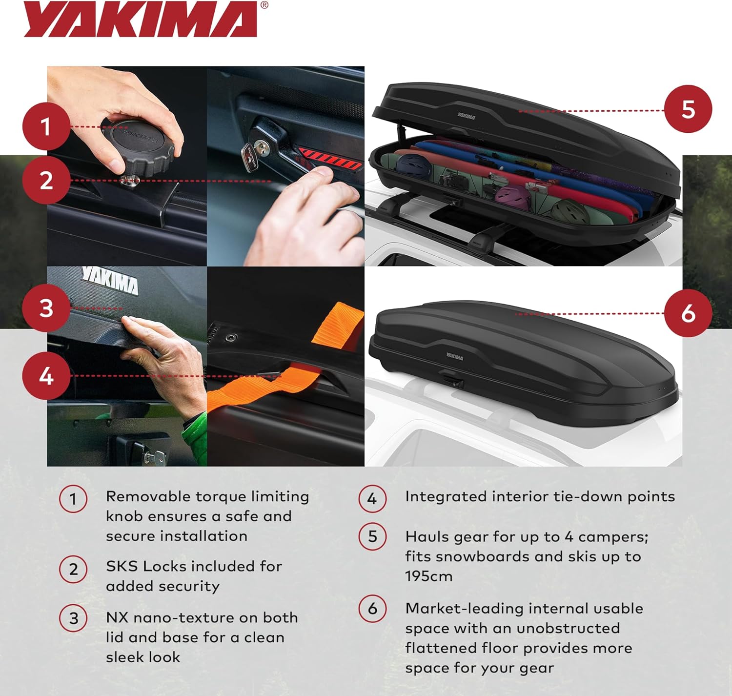 Yakima SkyBox NX 18 Roof Top Cargo Carrier, 18 Cubic Feet, Black – Vehicle Rooftop Hard Shell Travel Storage Box with Dual Sided Opening, SKS Locks and Universal Mounting