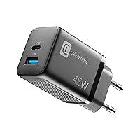 cellularline - Caricabatterie da Rete USB-C 45W + USB-A 18W Super Fast Charging 2.0 Nero per Samsung