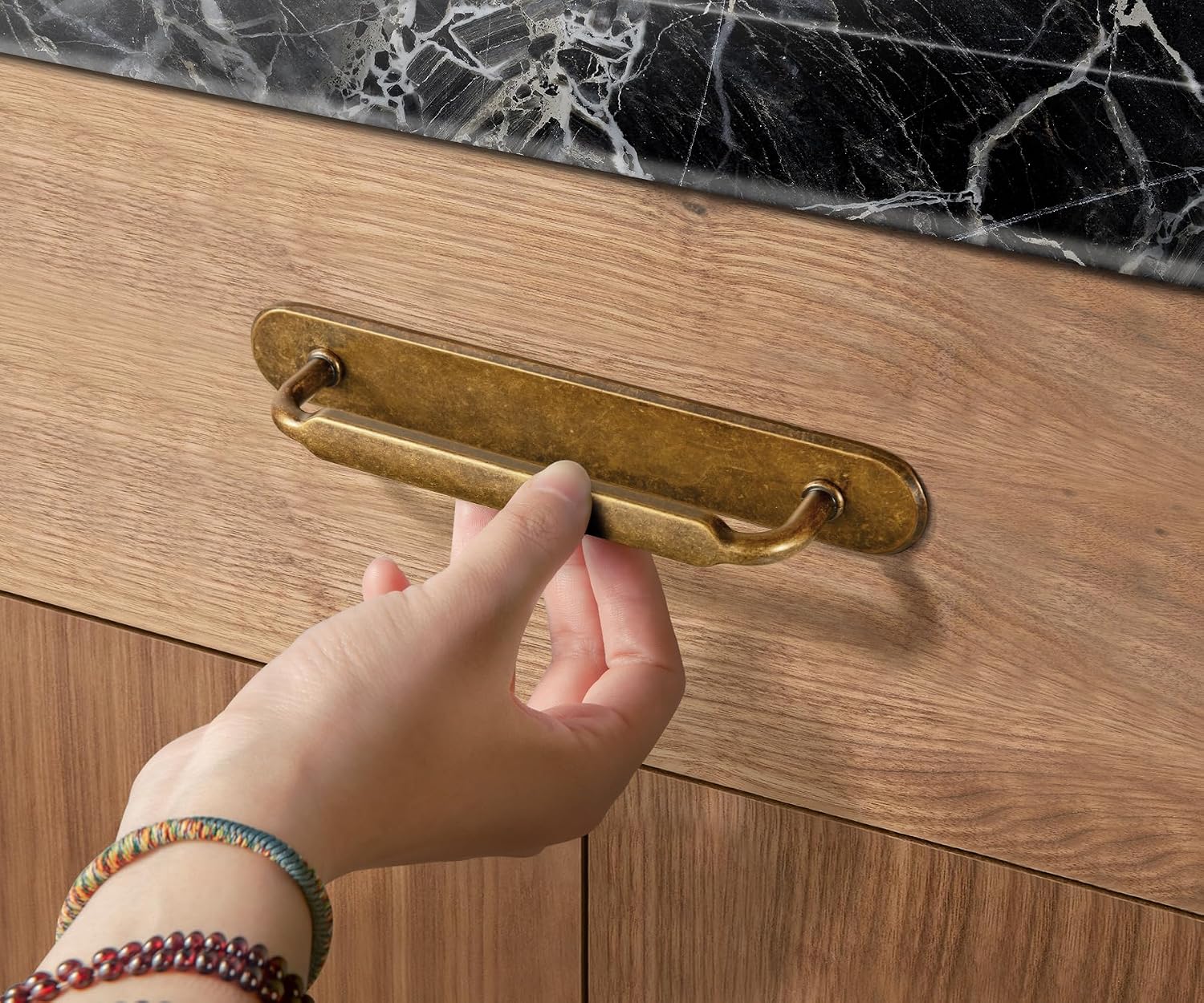 Goo-Ki 2 Pack Cabinet Pulls Antique Brass Drawer Pulls with Backplate,5 Inch Hole Center Vintage Cabinet Handles with Spacer Kitchen Zinc Alloy Hardware