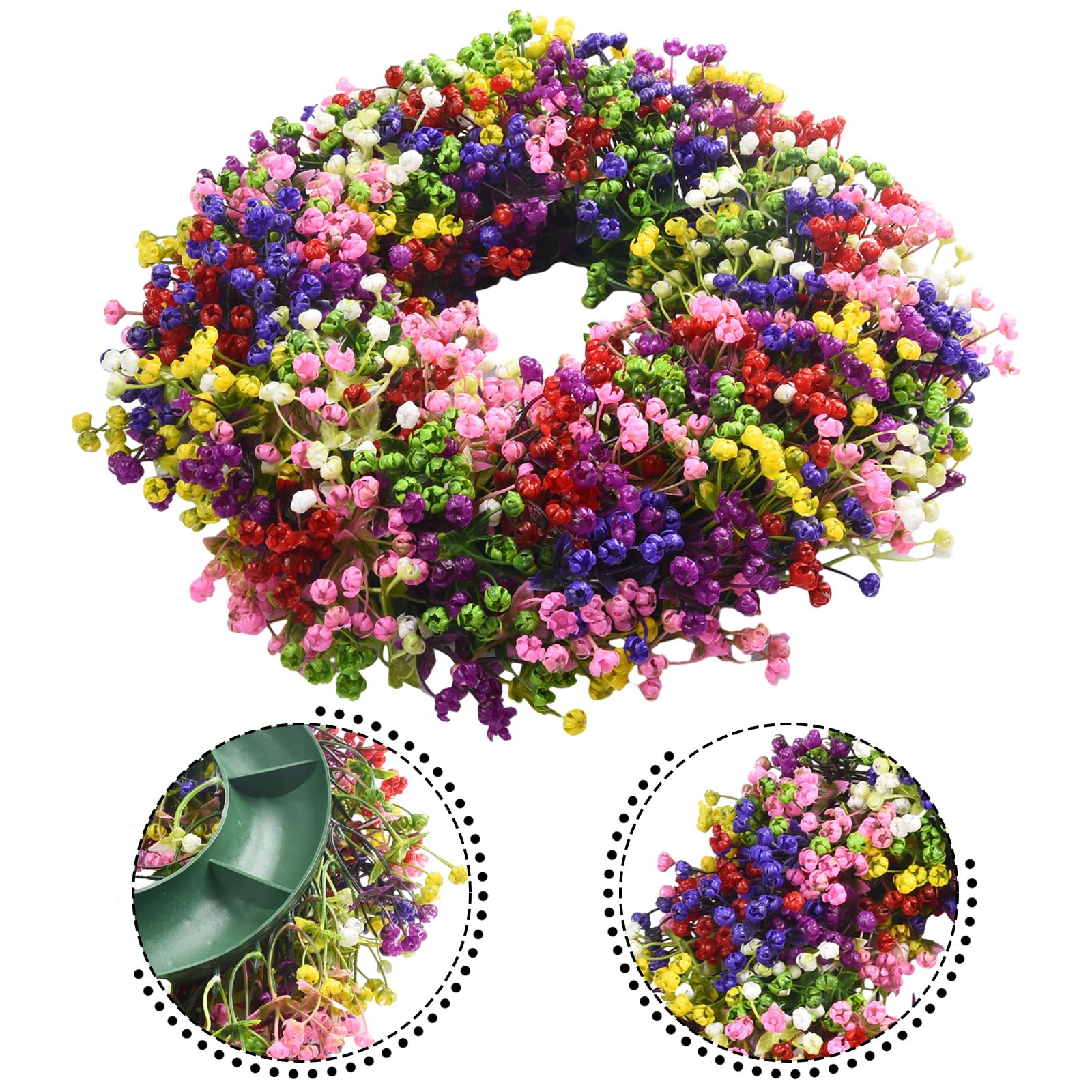 Türkranz, Frühlingskränze, Schleierkränze, große künstliche Kränze, Haustür, Frühlingsdekoration, Sommergirlande, 40 cm, für Zuhause, Schlafzimmer, Wand, Party und Festival-Dekoration