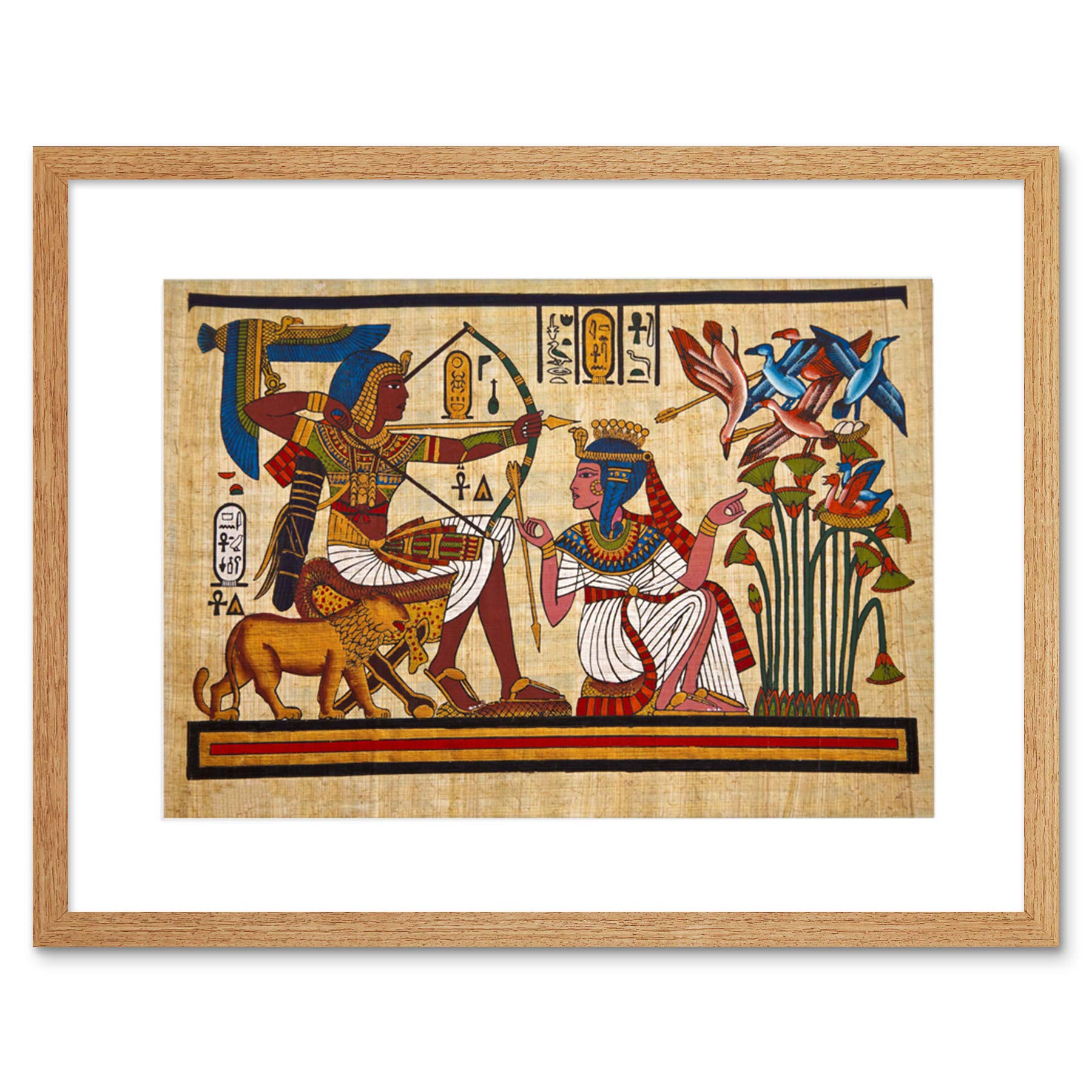 Wee Blue Coo Ancient Egyptian Mural Pharaoh Queen Archery Arrow Bow Framed Wall Art Print