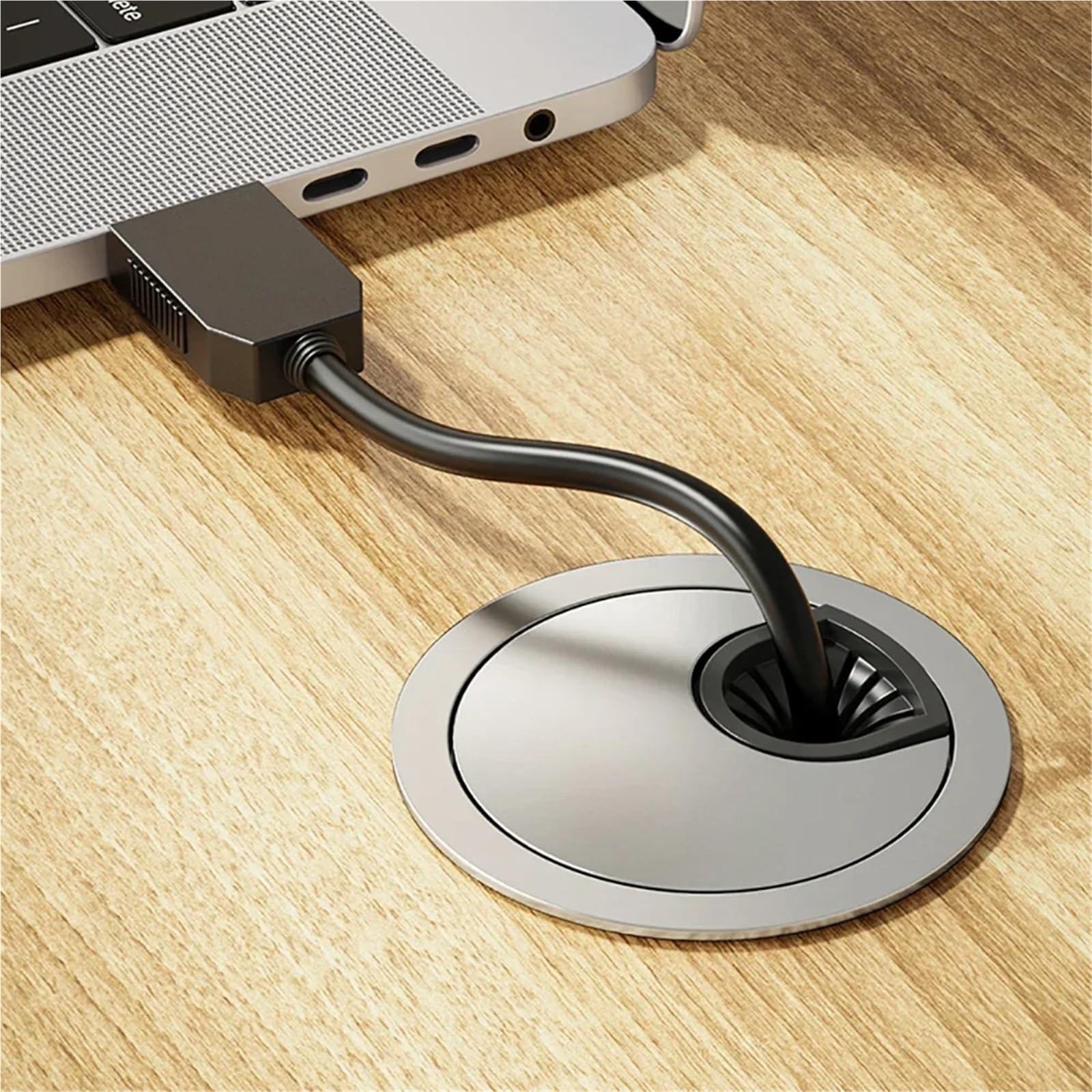 Kabeldurchlass Zinklegierung 50/53/60/80 mm Schreibtisch-Drahtlochabdeckung Rundkabel-Organizer Computer-Thread-Tischleitungsabdeckungen Dekor-Hardware(Bronze,2pcs,60mm)