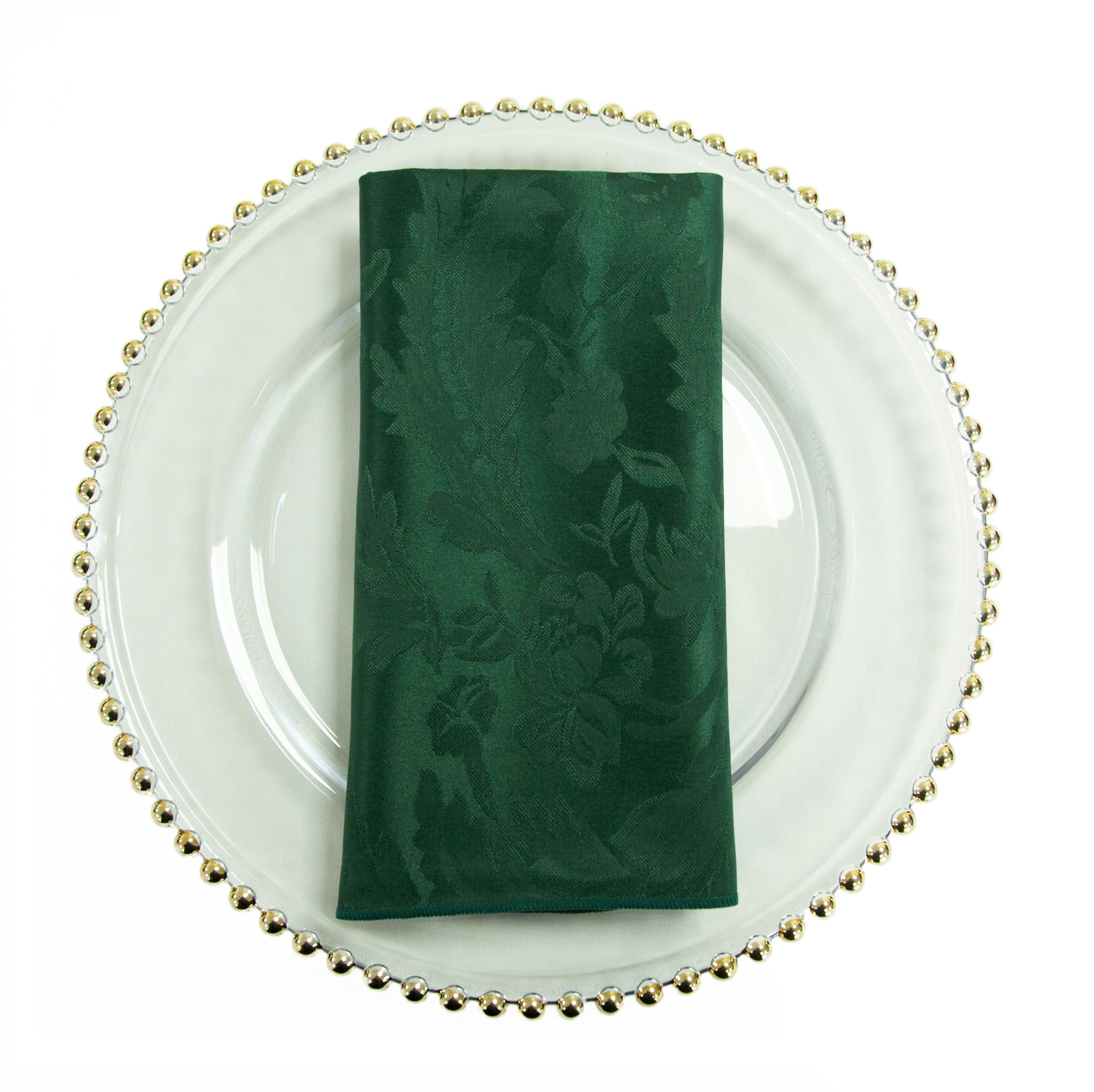 Decor Essentials DAMASK TABLECLOTHS AND NAPKINS 10 COLORS, 3 SIZES WEDDING TABLECLOTH EVENTS (Bottle Green, Napkin 20" x 20")