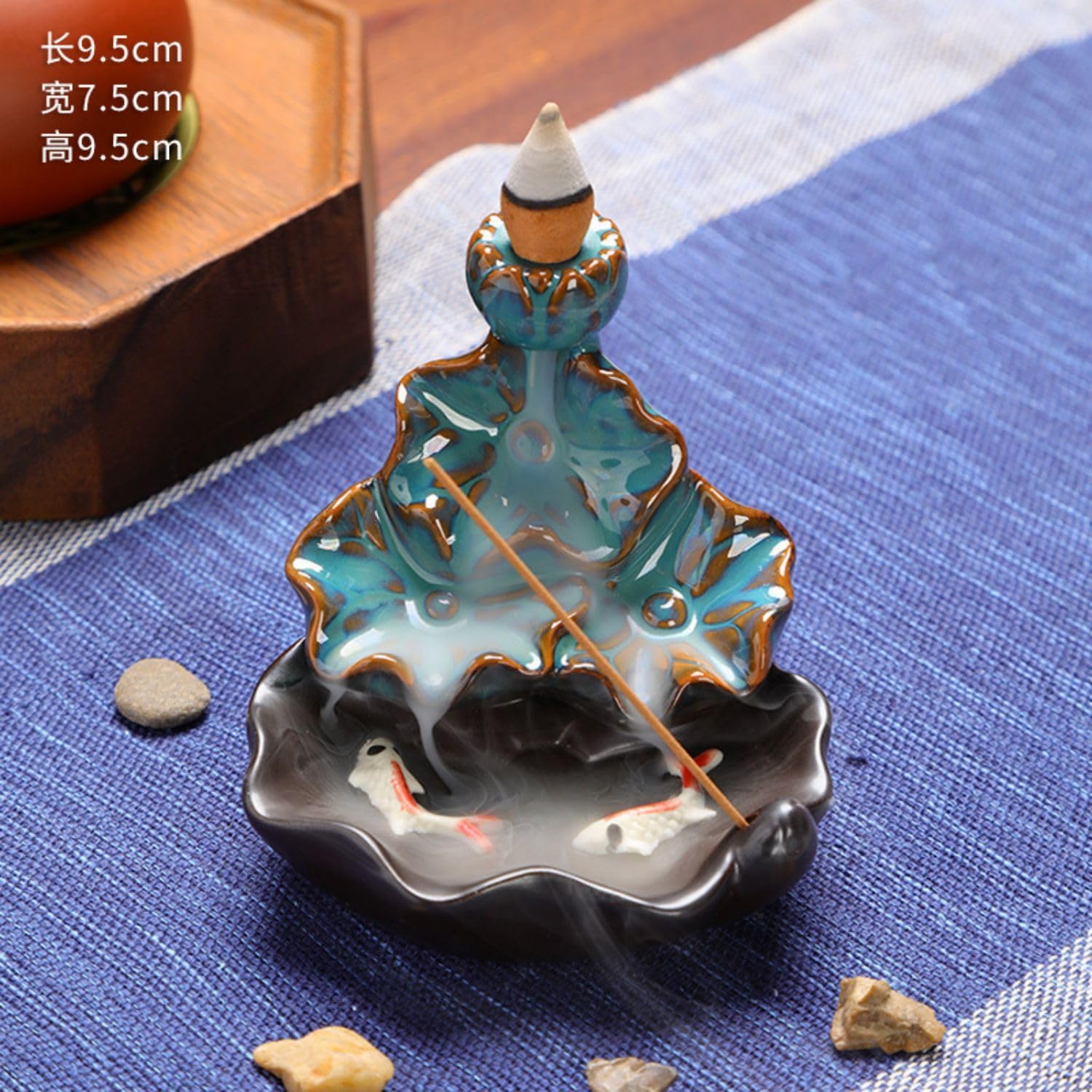 新款倒流香炉 Incense Holder,创意家居摆件 Ceramic Incense Holder 陶瓷炉双鱼回流窑变 Home Decoration,-12461