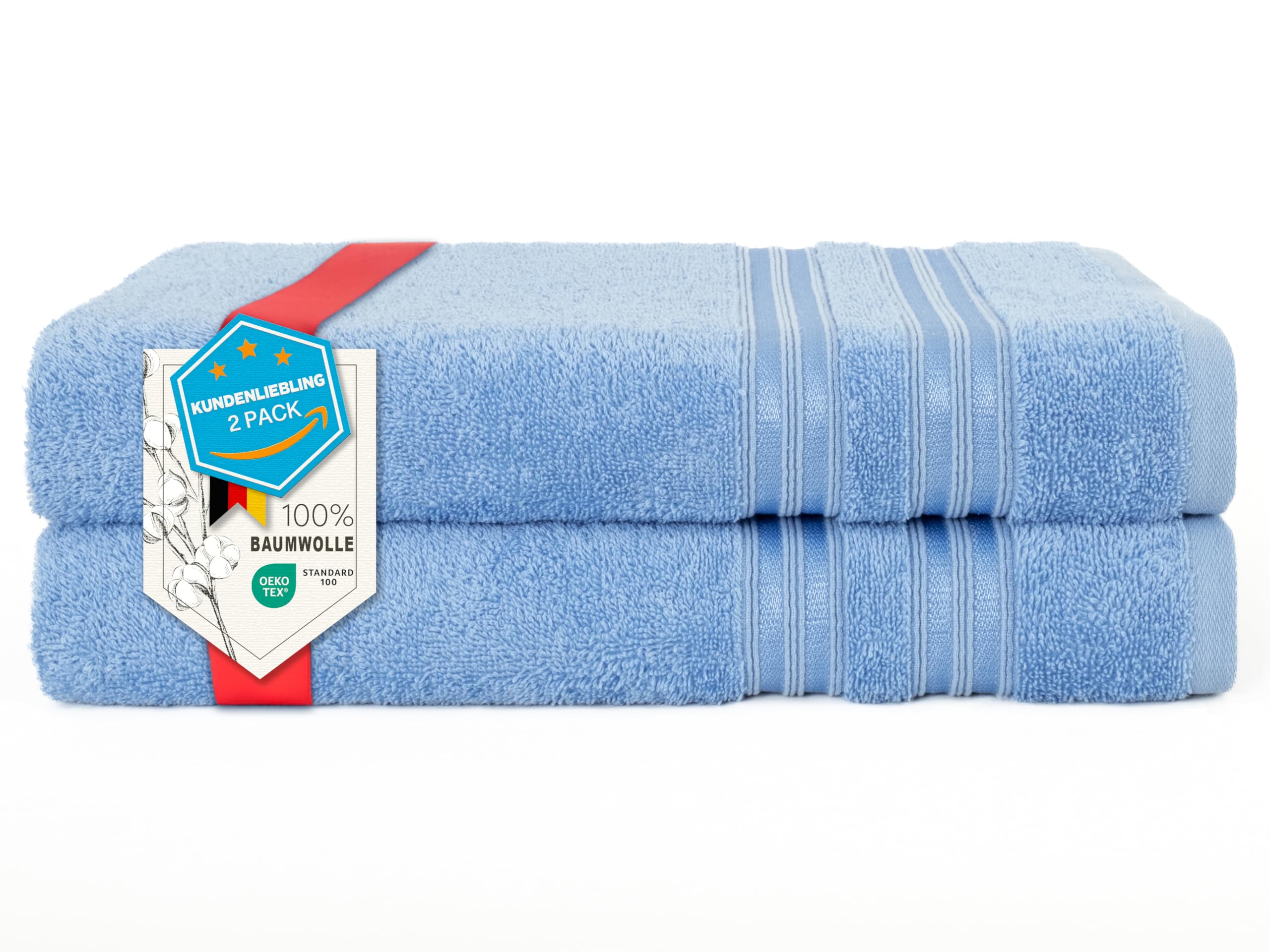 Hammetex Badetücher 2er Set 70x140 cm, Duschtuch, 100% Baumwolle Frottee