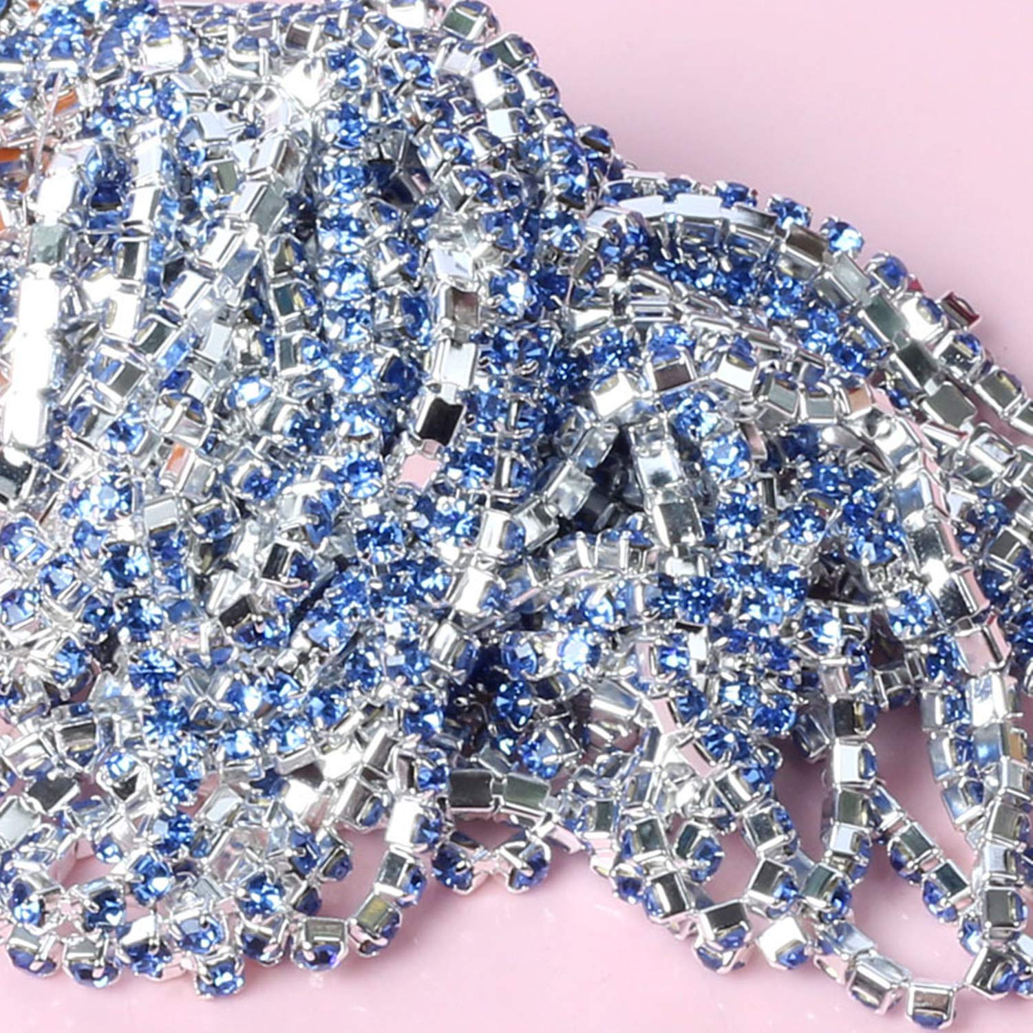 Robe de mariage scintillante avec ruban strass cristal bleu de 10 mètres